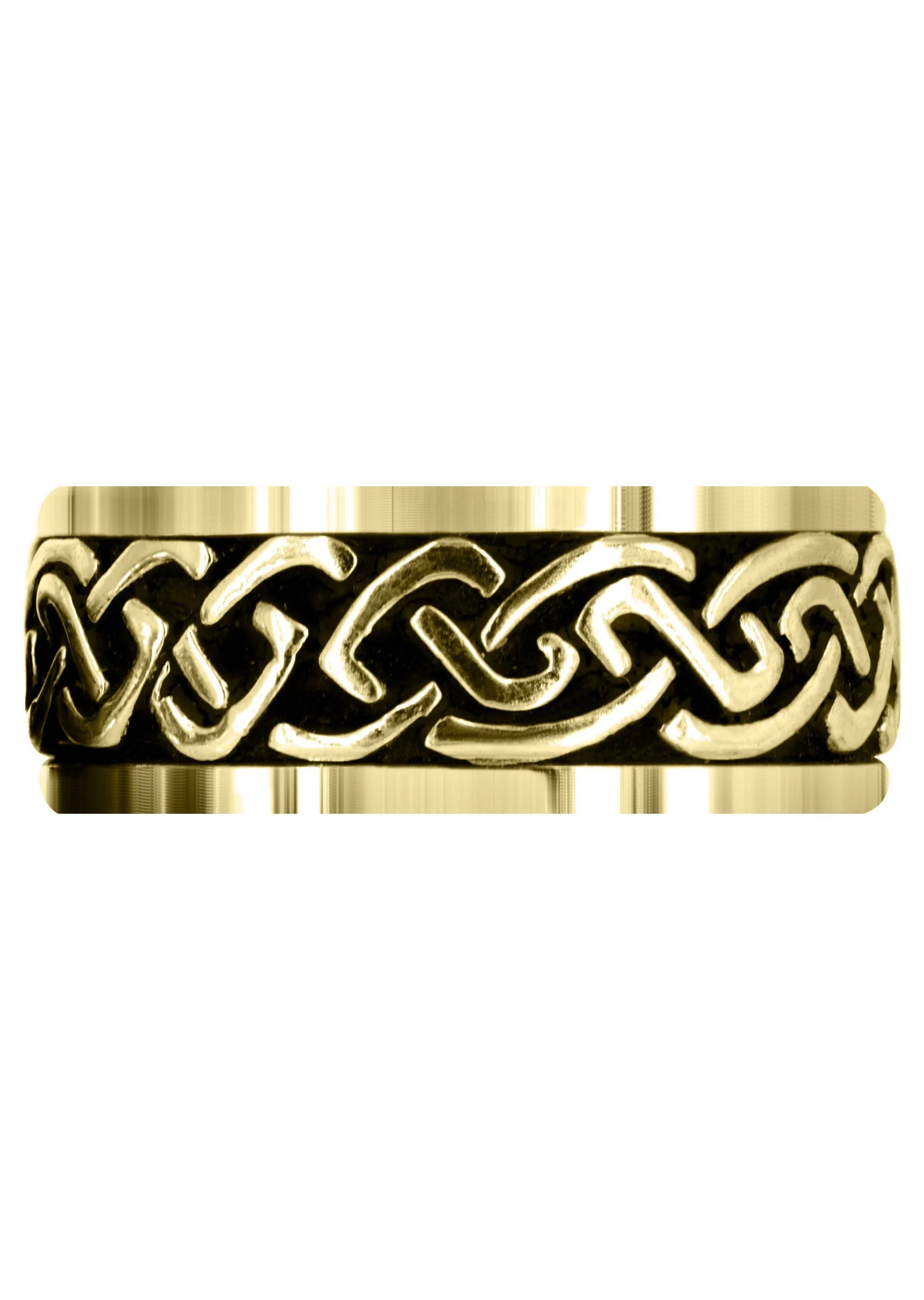 Yellow Gold Celtic Mens Wedding Band | Sand Blast / High Polish Finish (Kaiden) - Image 2
