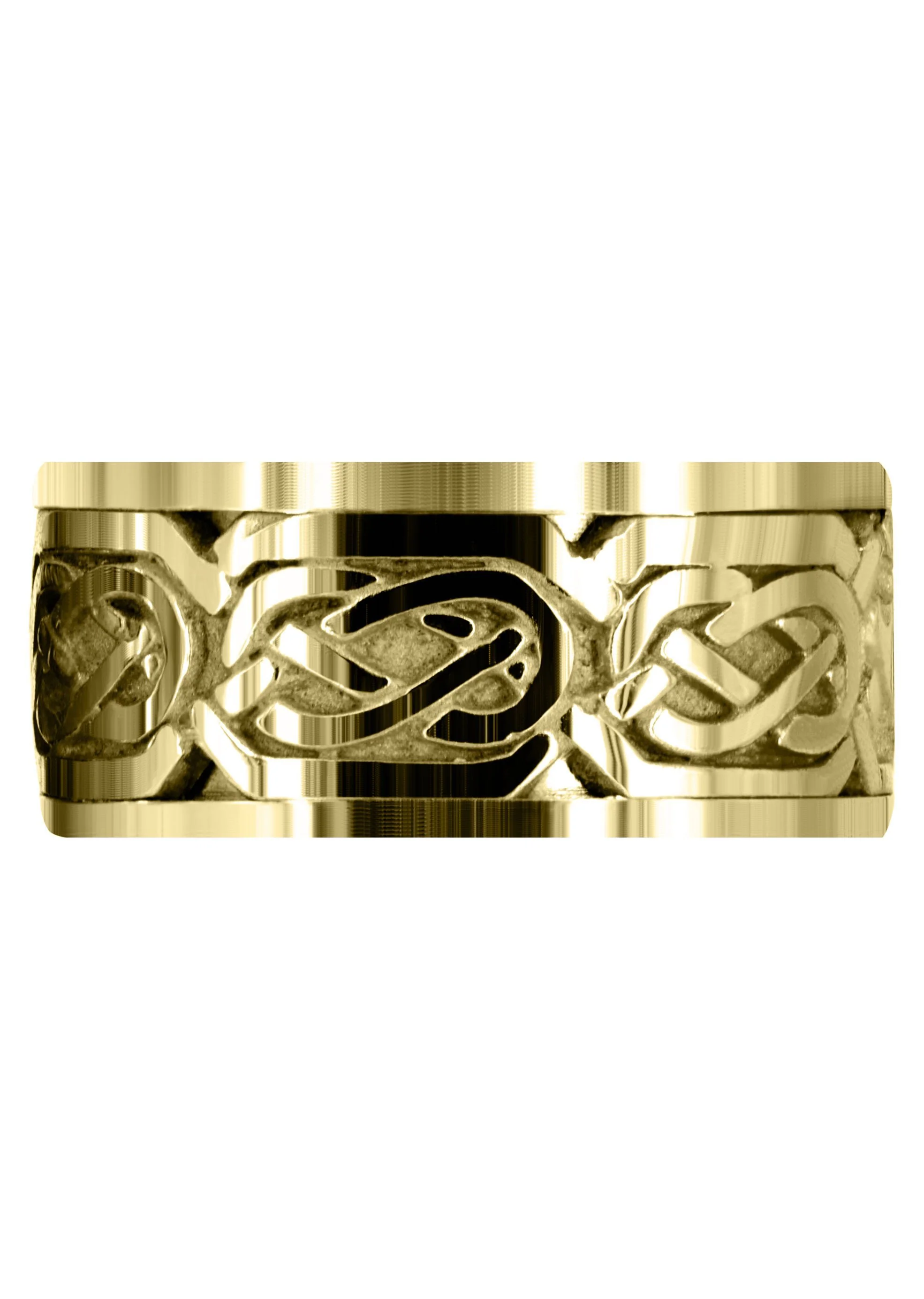 Yellow Gold Celtic Mens Wedding Band | Sand Blast / High Polish Finish (Emmett) - Image 2