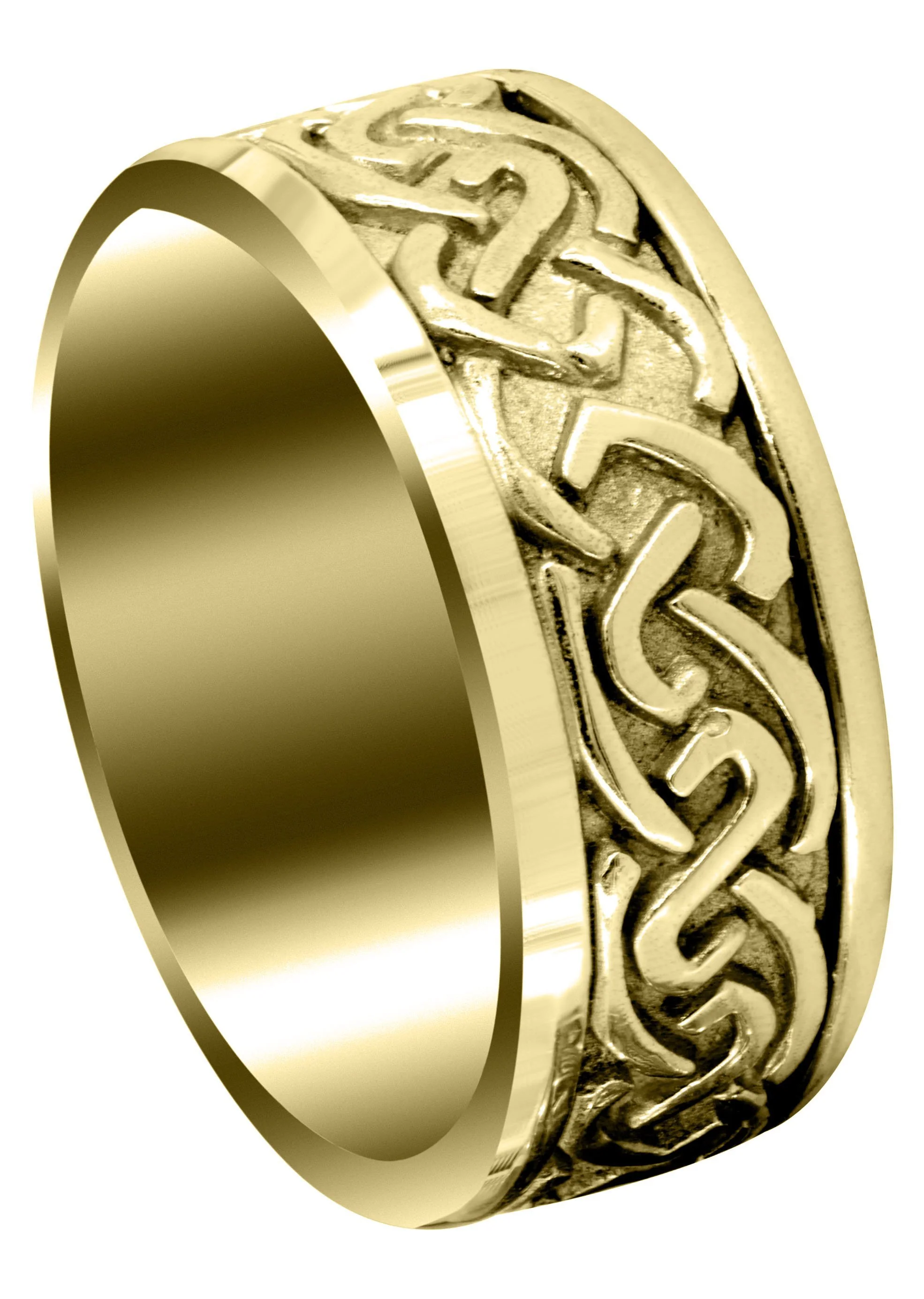 Yellow Gold Celtic Mens Wedding Band | Sand Blast / High Polish Finish (Ivan)