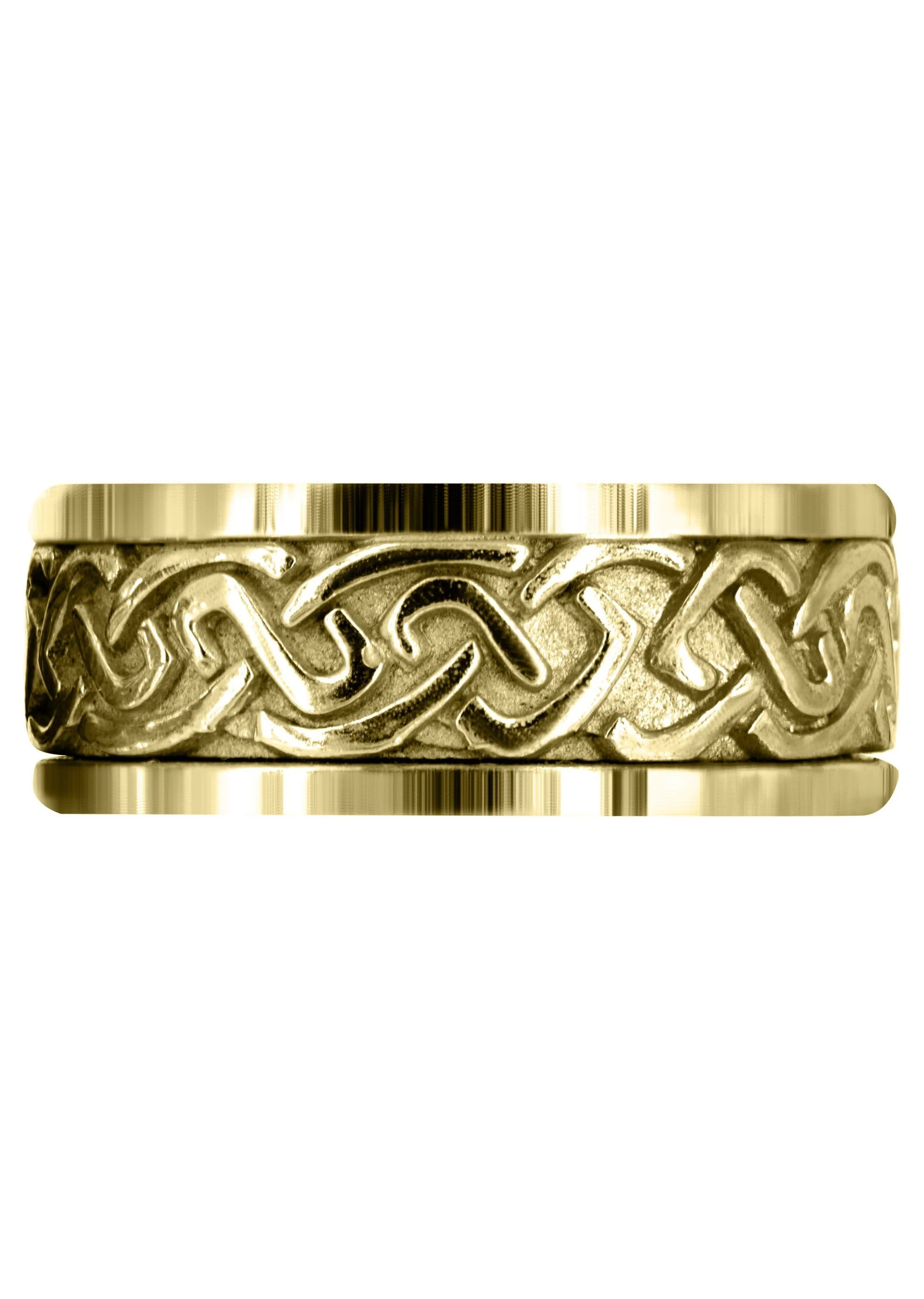 Yellow Gold Celtic Mens Wedding Band | Sand Blast / High Polish Finish (Ivan) - Image 2