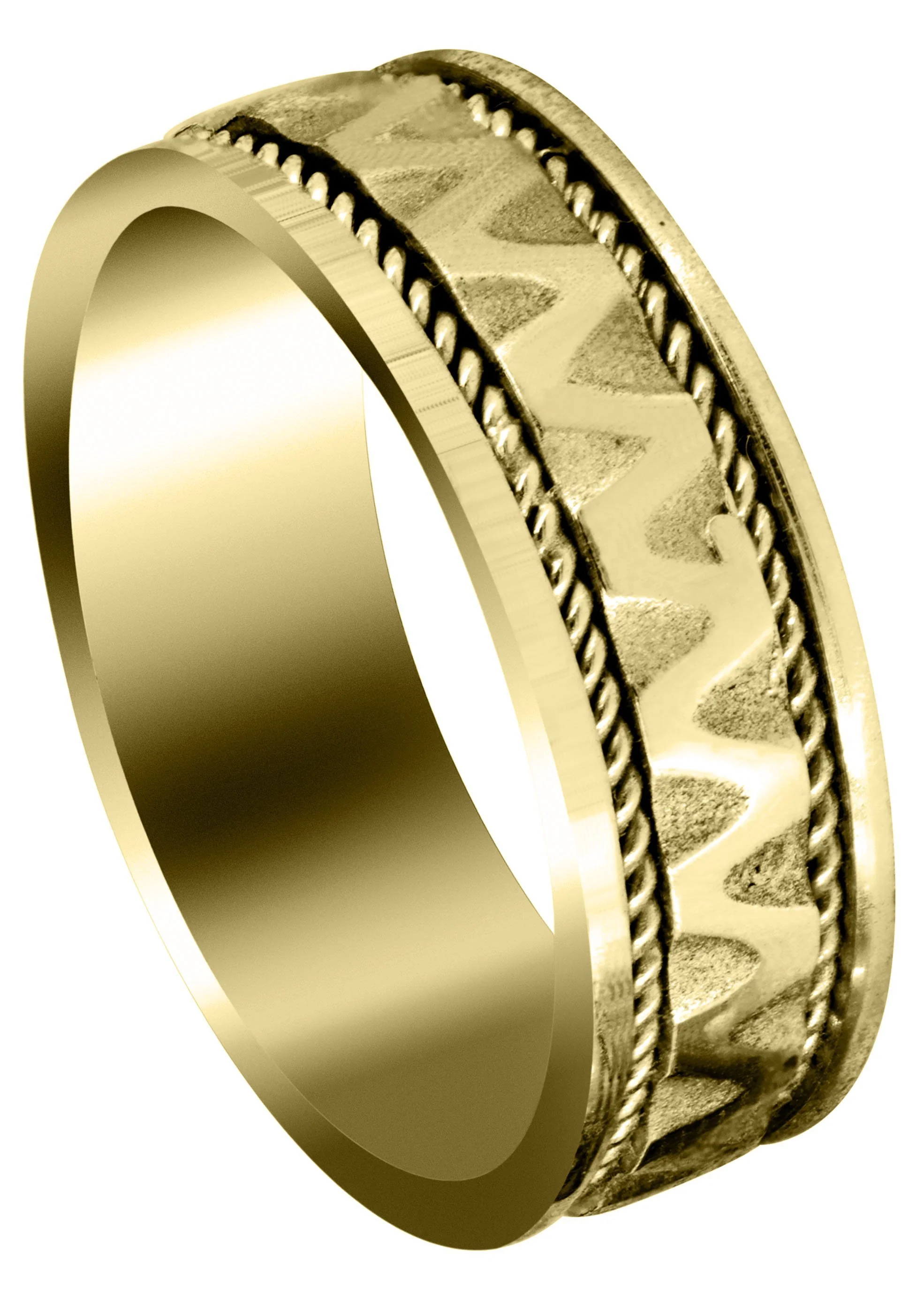 Yellow Gold Celtic Mens Wedding Band | Sand Blast / High Polish Finish (Max)