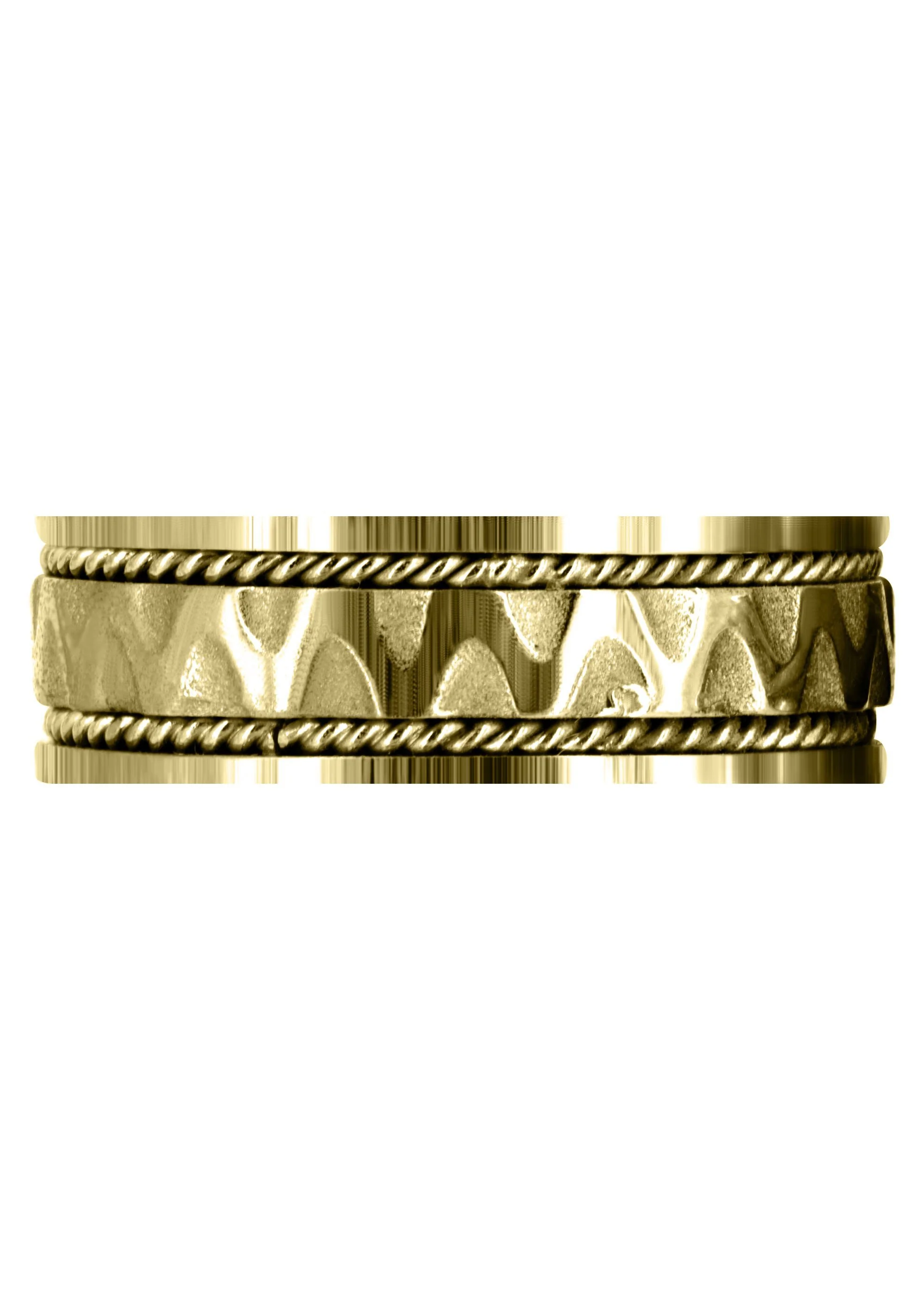 Yellow Gold Celtic Mens Wedding Band | Sand Blast / High Polish Finish (Max) - Image 2