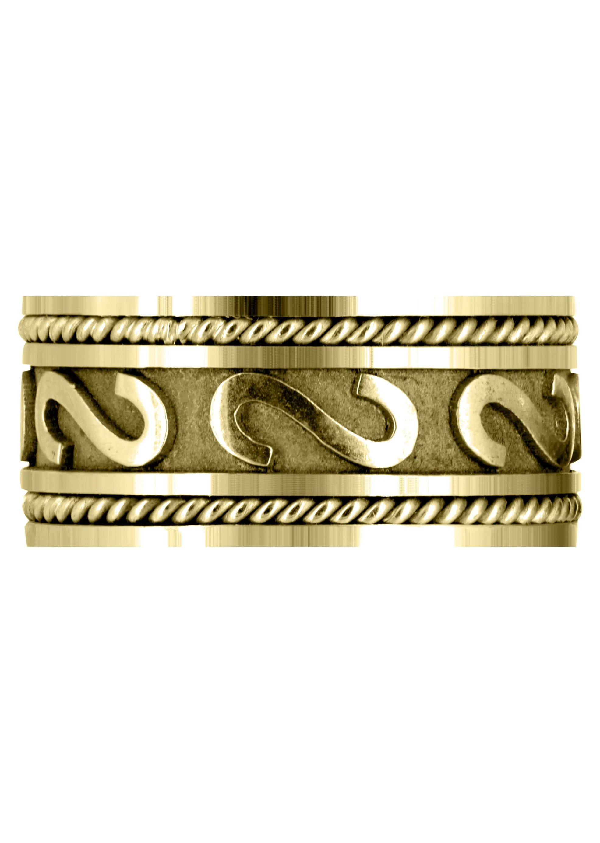 Yellow Gold Celtic Mens Wedding Band | Sand Blast / High Polish Finish (Asher) - Image 2