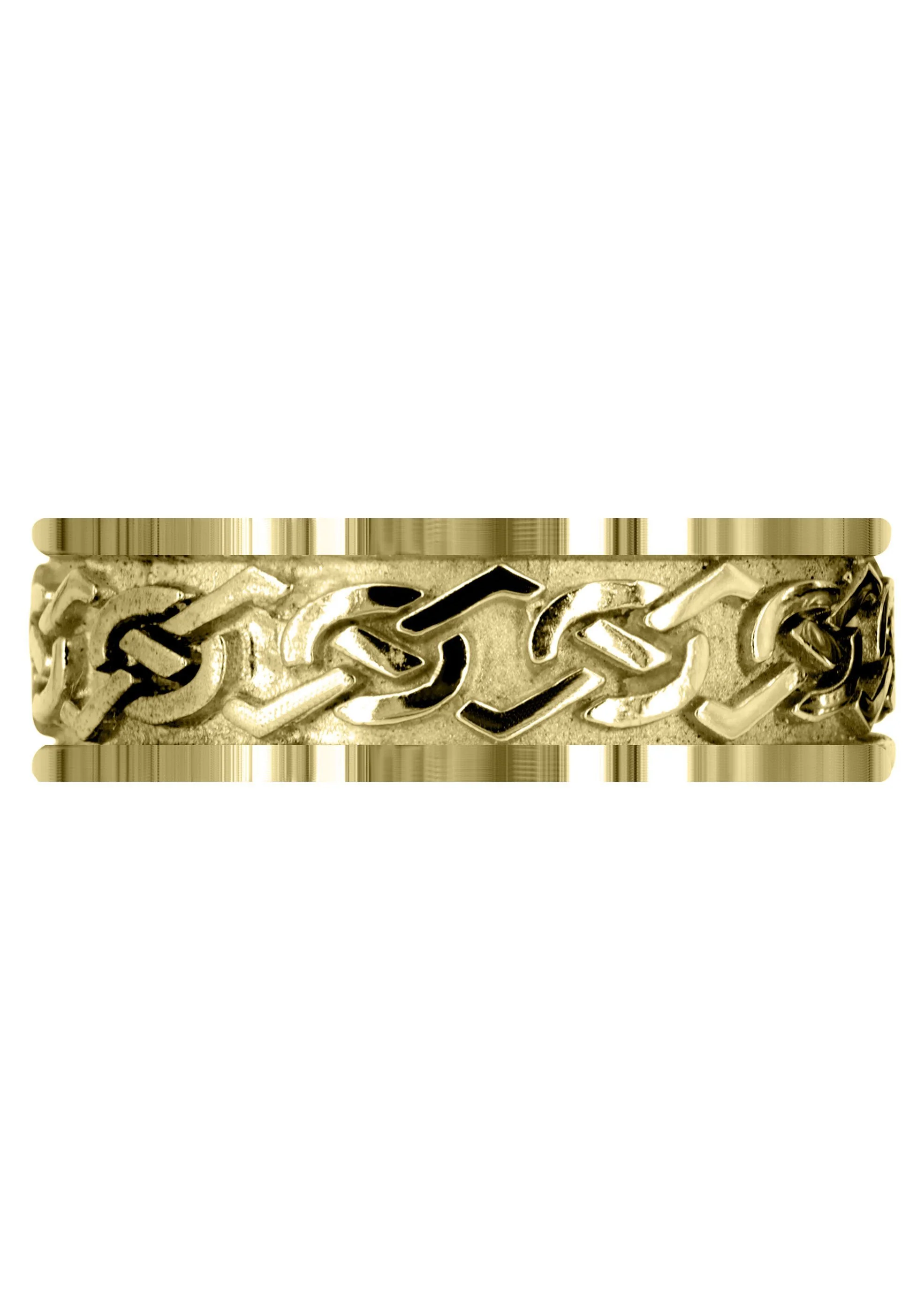 Yellow Gold Celtic Mens Wedding Band | Sand Blast / High Polish Finish (Aidan) - Image 2