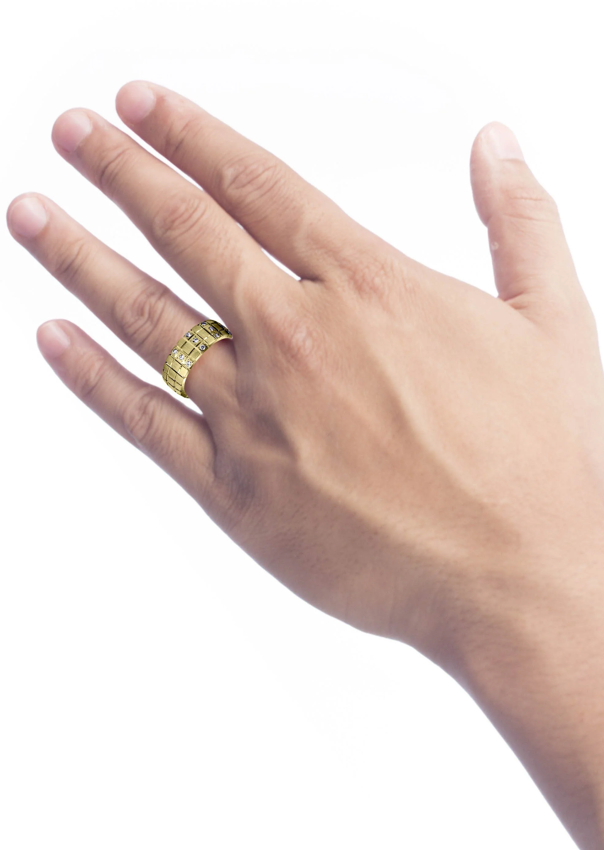 Yellow Gold Classic Diamond Mens Wedding Band | 0.18 Carats (Myles) - Image 4