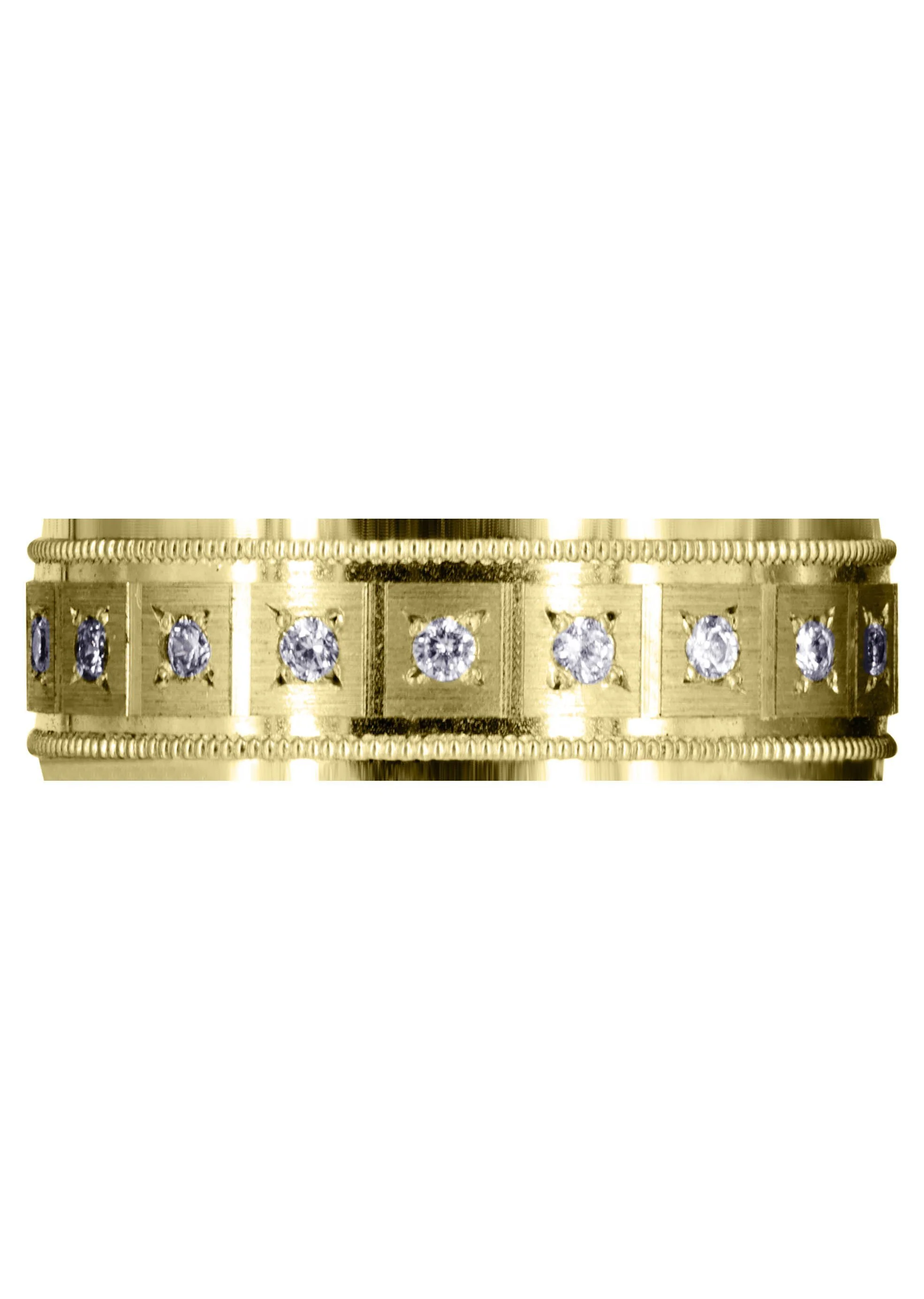 Yellow Gold Classic Diamond Mens Wedding Band | 0.4 Carats (River) - Image 2