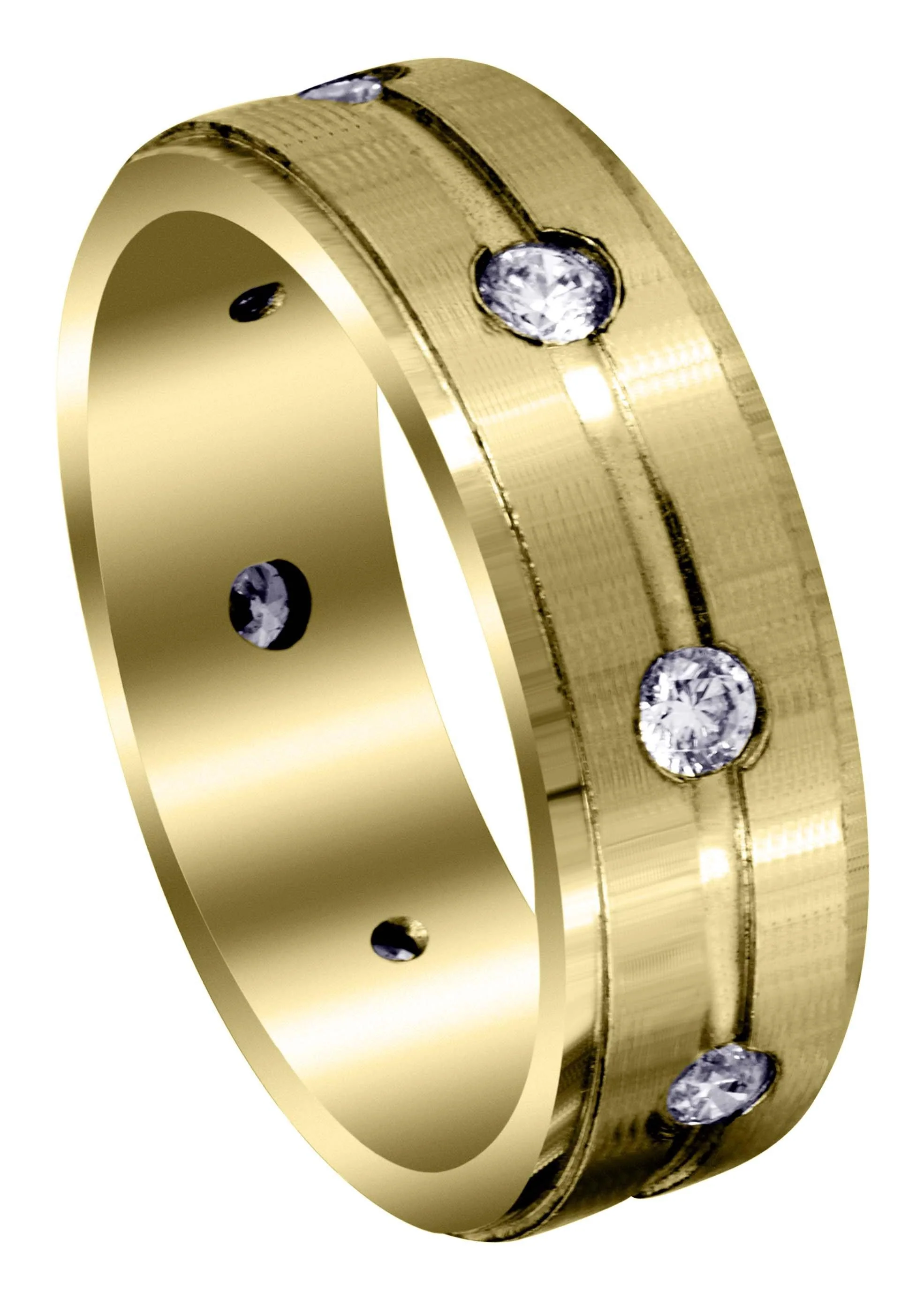 Yellow Gold Classic Diamond Mens Wedding Band | 0.56 Carats (Amari)