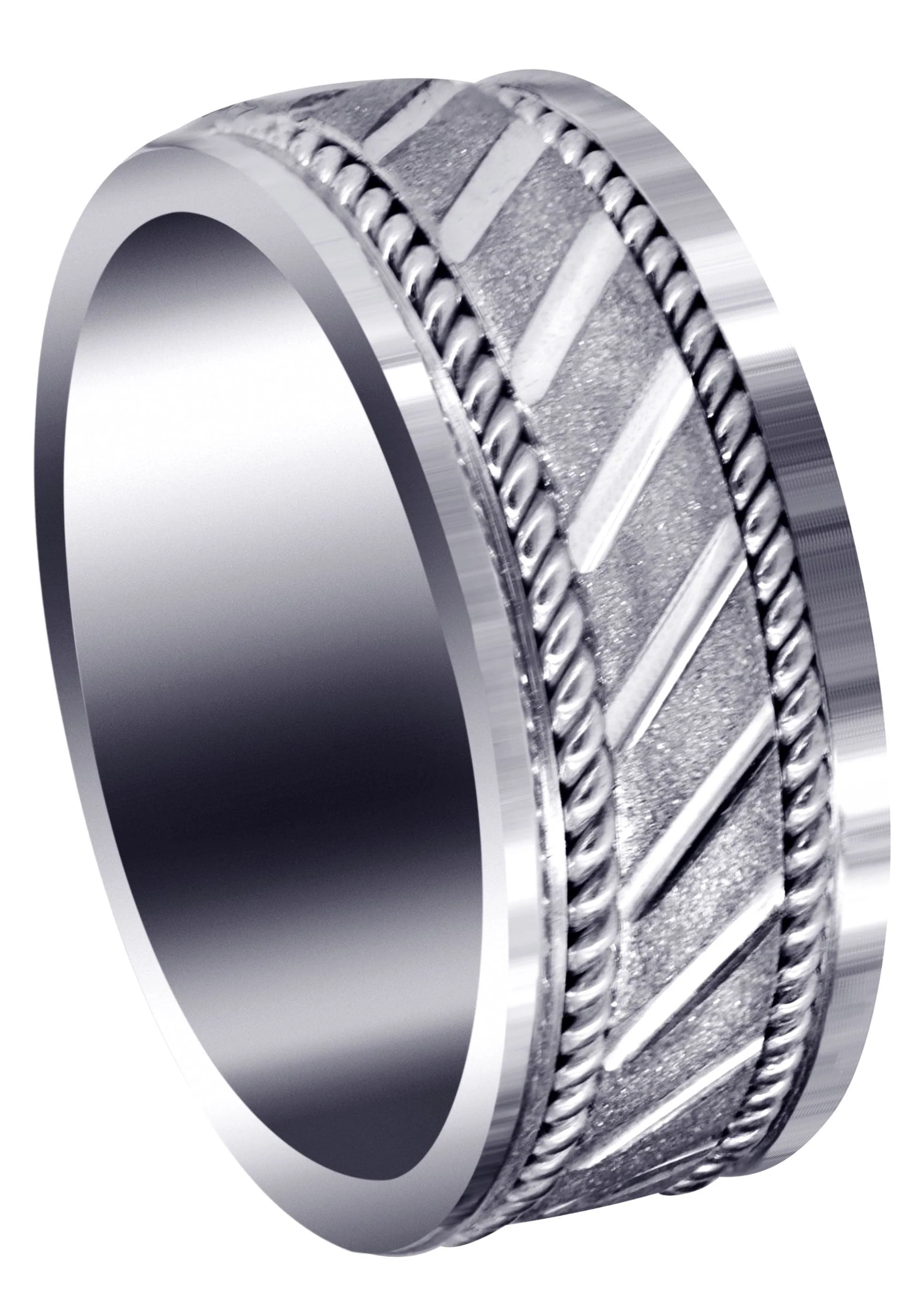 Contemporary Mens Wedding Band | Stone Finish (Brantley)