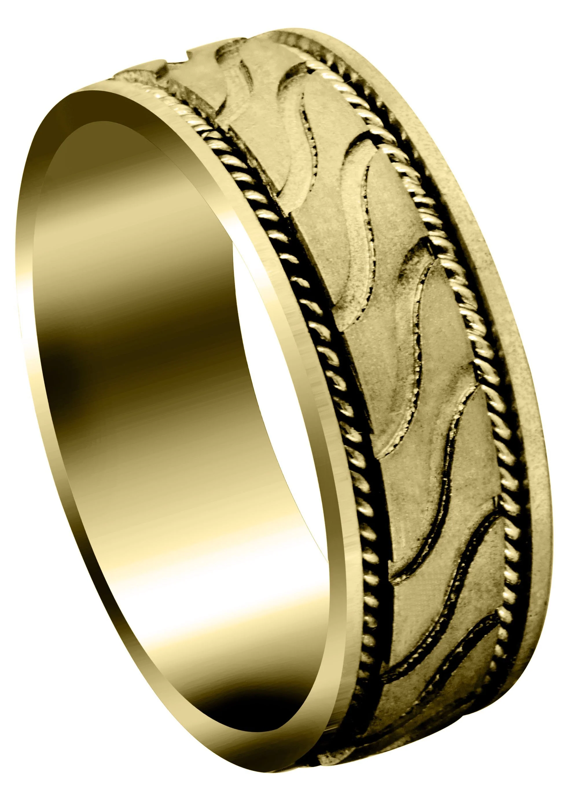 Yellow Gold Contemporary Mens Wedding Band | GB / High Polish Finish (Ayden)