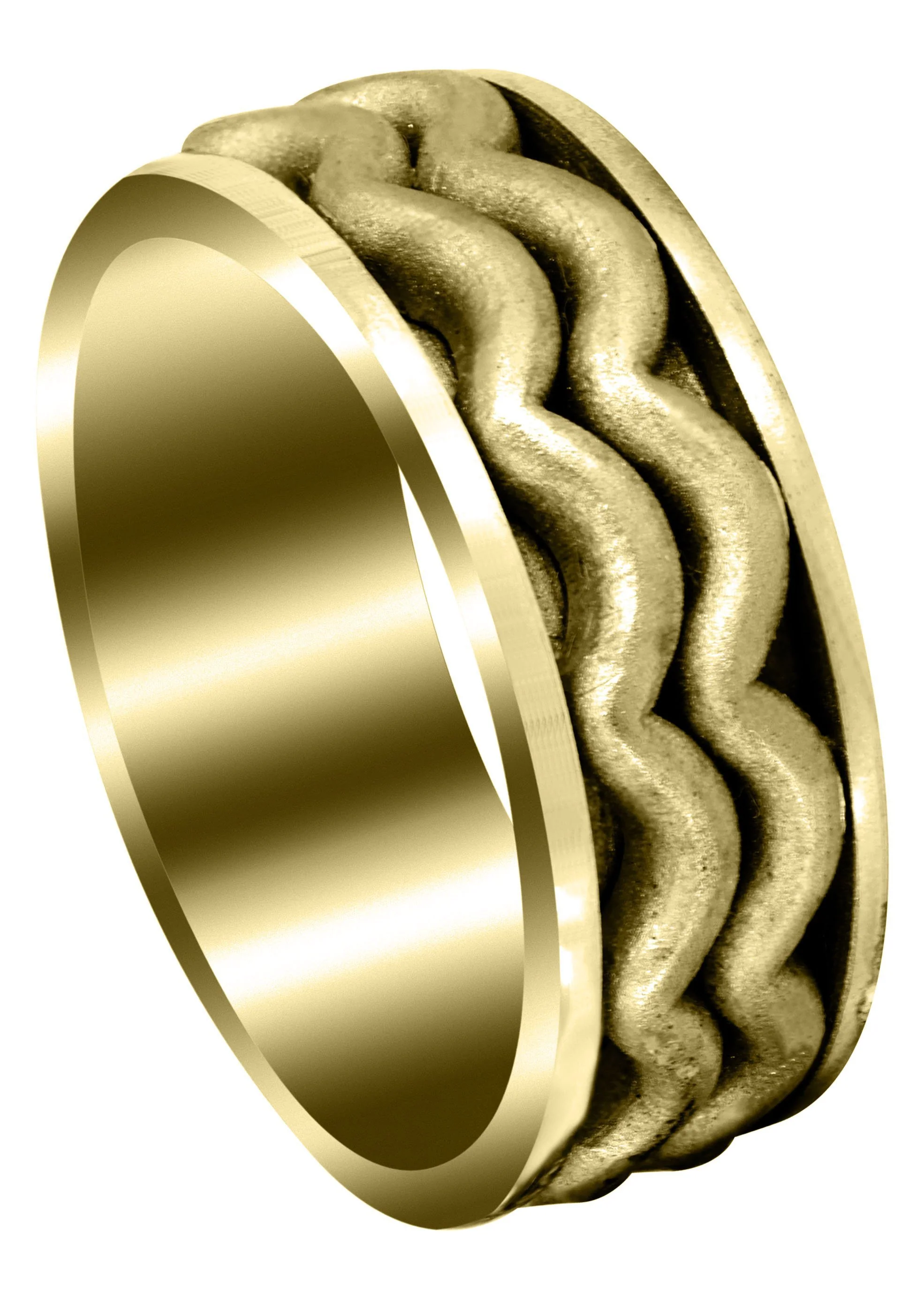 Yellow Gold Contemporary Mens Wedding Band | Sand Blast Finish (Maximus)