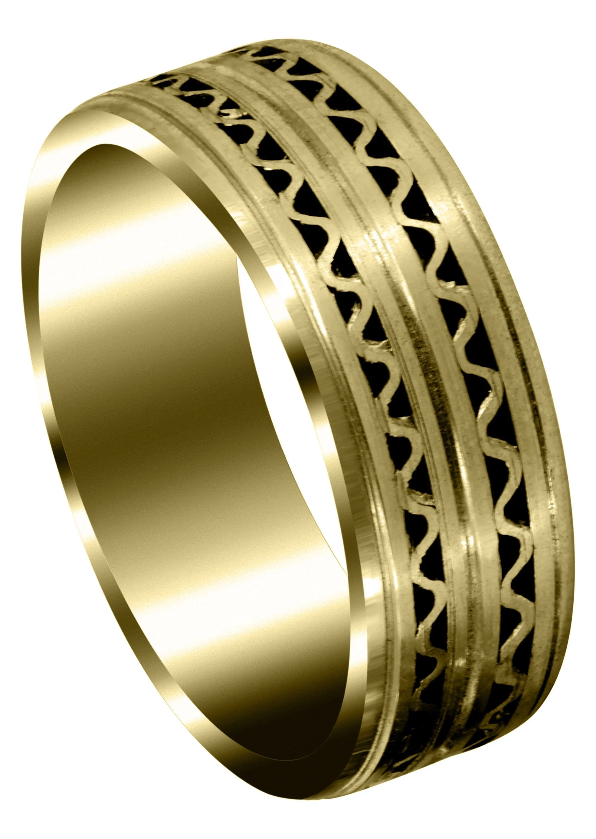 Yellow Gold Contemporary Mens Wedding Band | Satin Finish (Zayden)