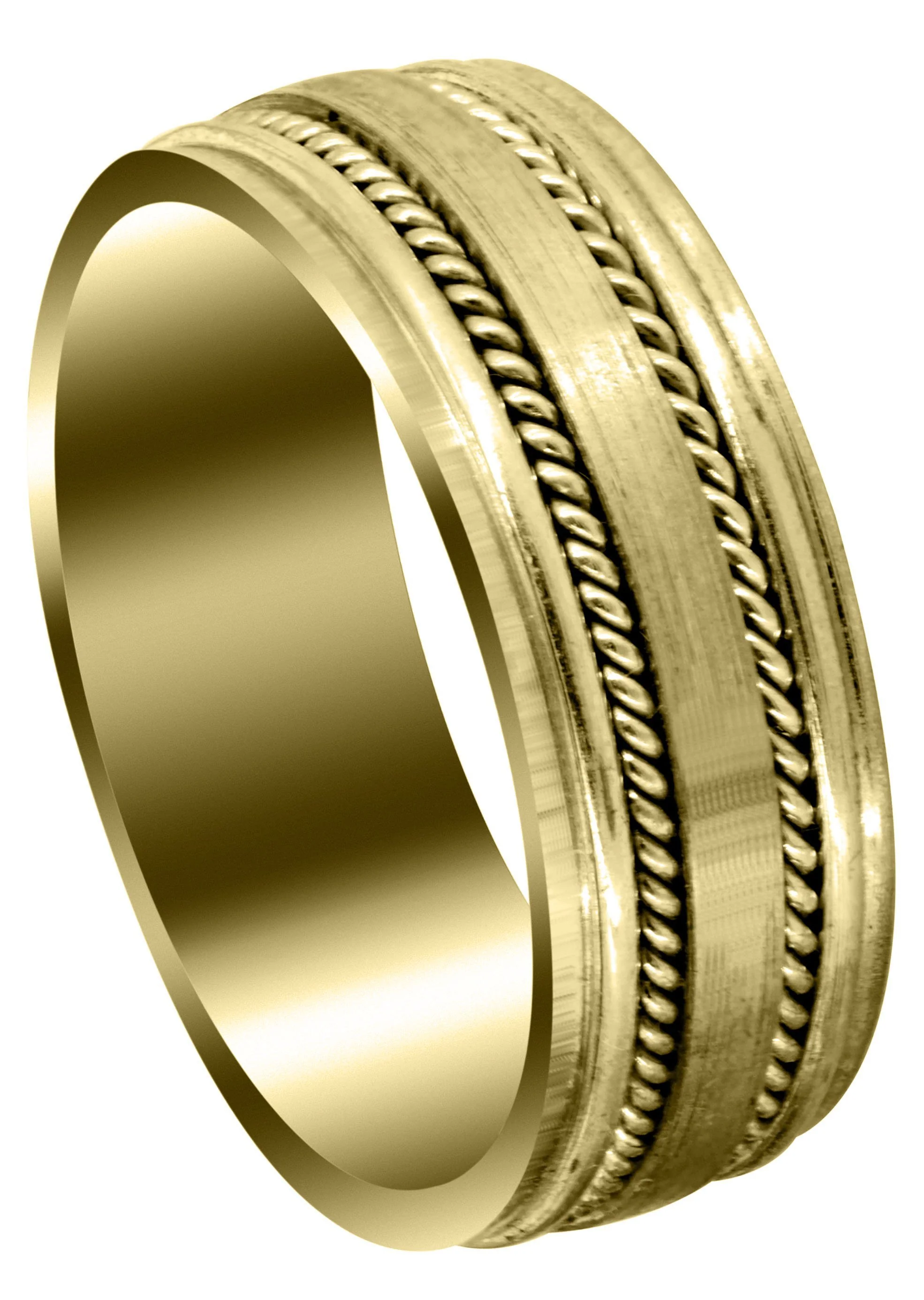 Yellow Gold Contemporary Mens Wedding Band | Satin / High Polish Finish (Maddox)