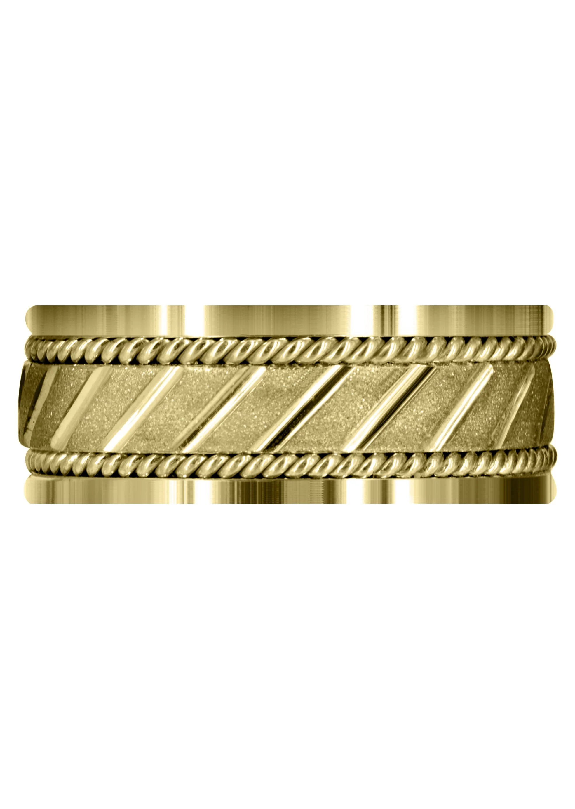 Yellow Gold Contemporary Mens Wedding Band | Stone Finish (Brantley) - Image 2