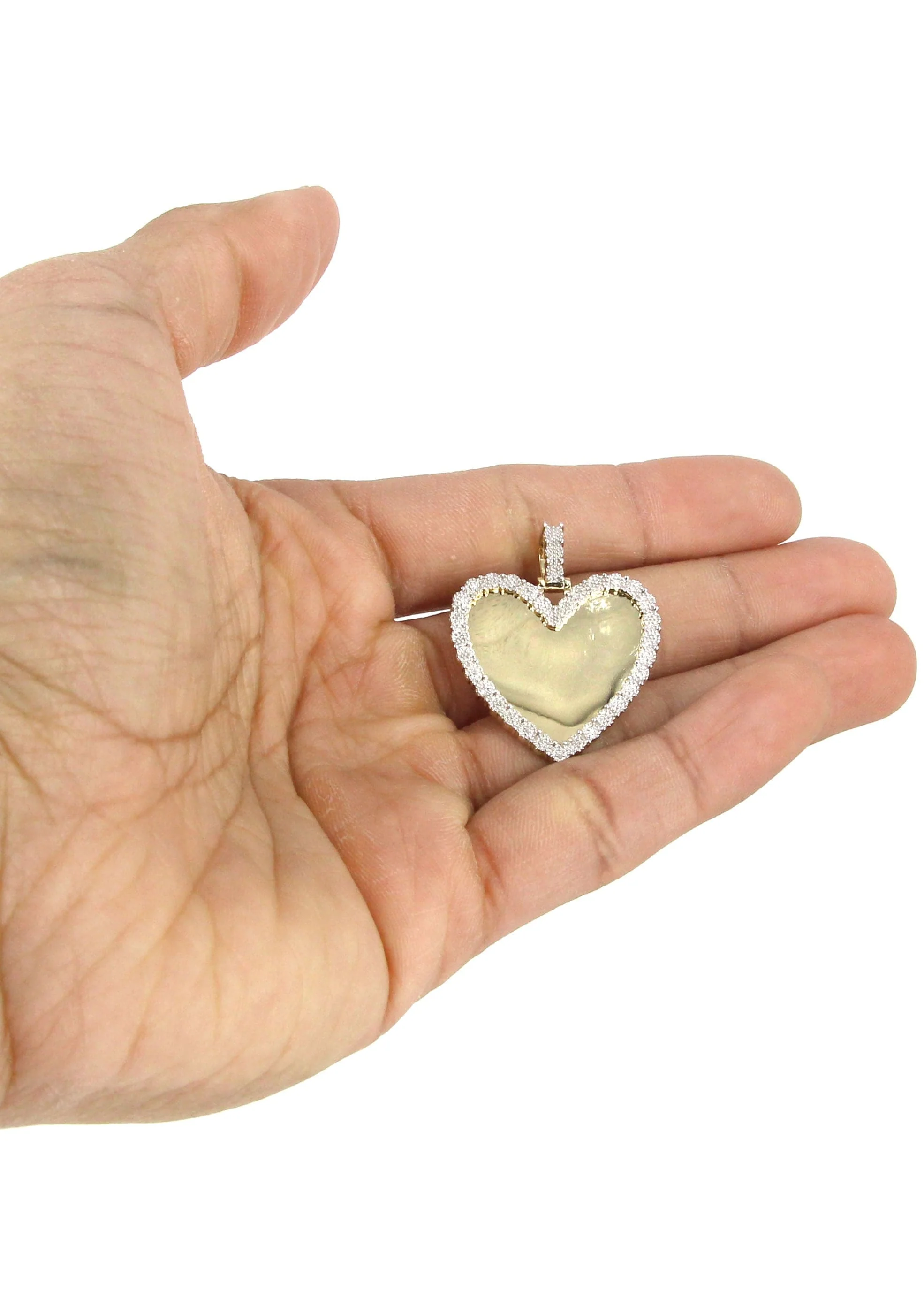 10K Yellow Gold Small Diamond Heart Picture Pendant Necklace | Appx. 18 Grams - Image 3