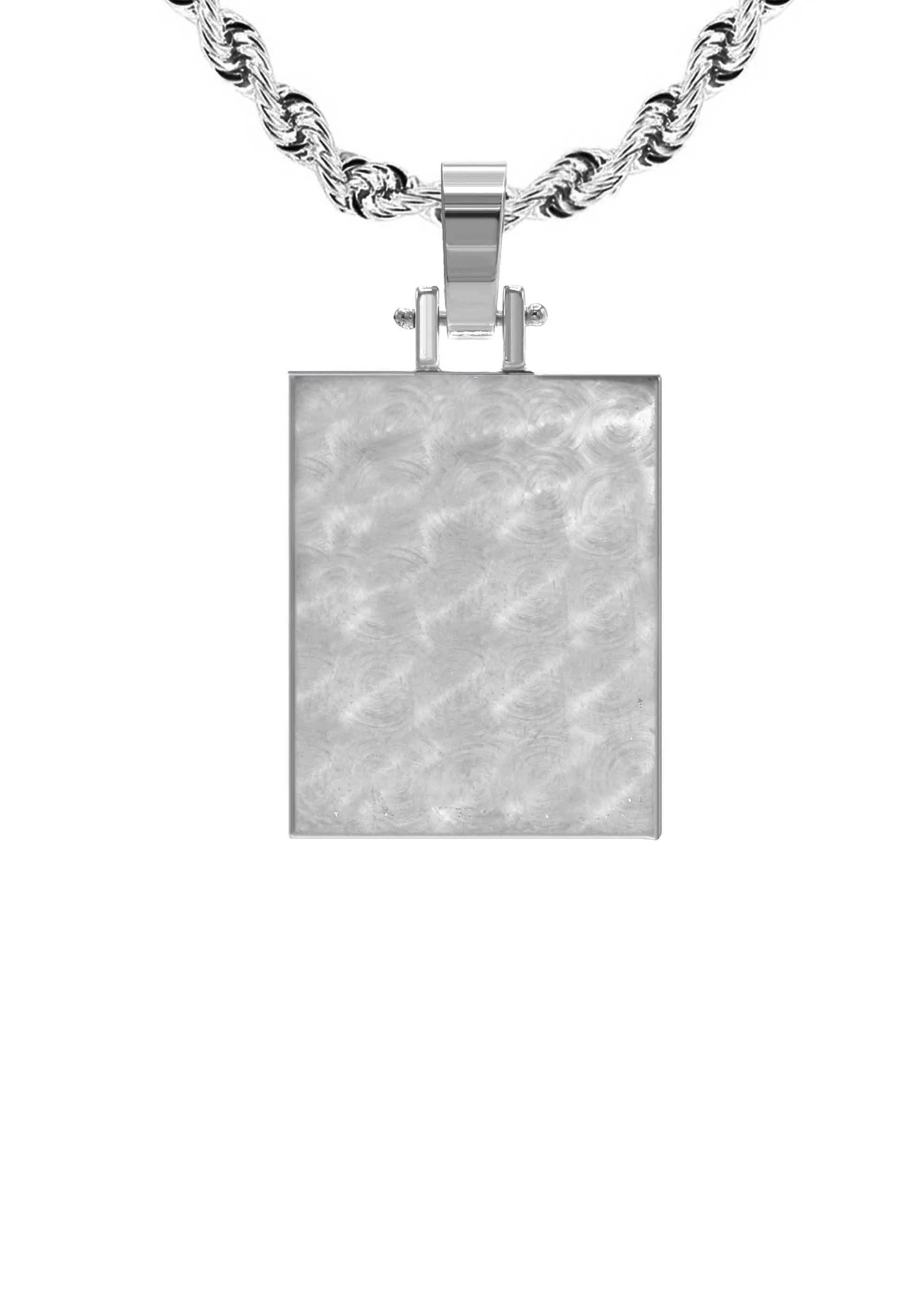 10K/14K White Gold Small Rectangle Picture Pendant Necklace - Image 3