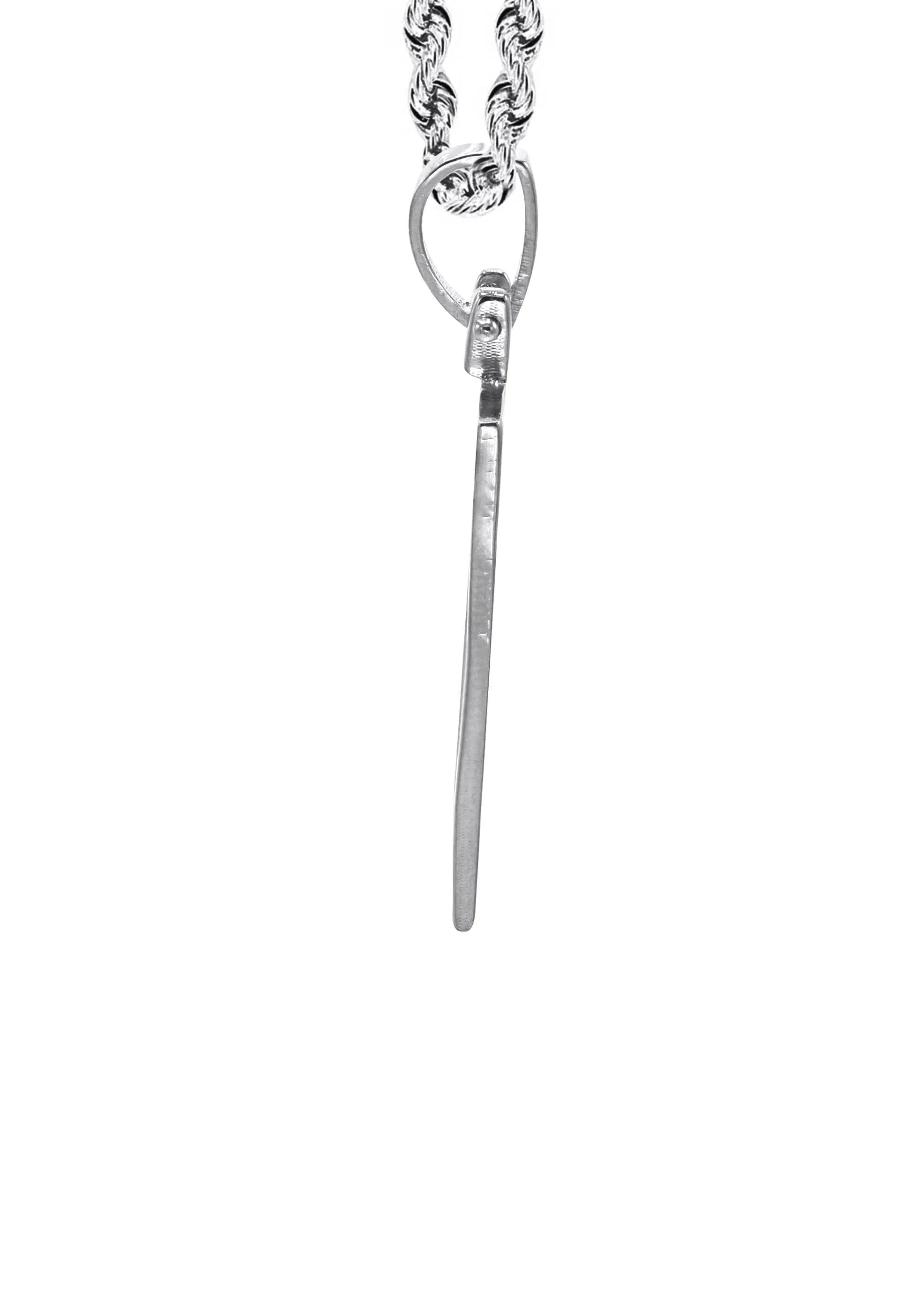 10K/14K White Gold Small Rectangle Picture Pendant Necklace - Image 4