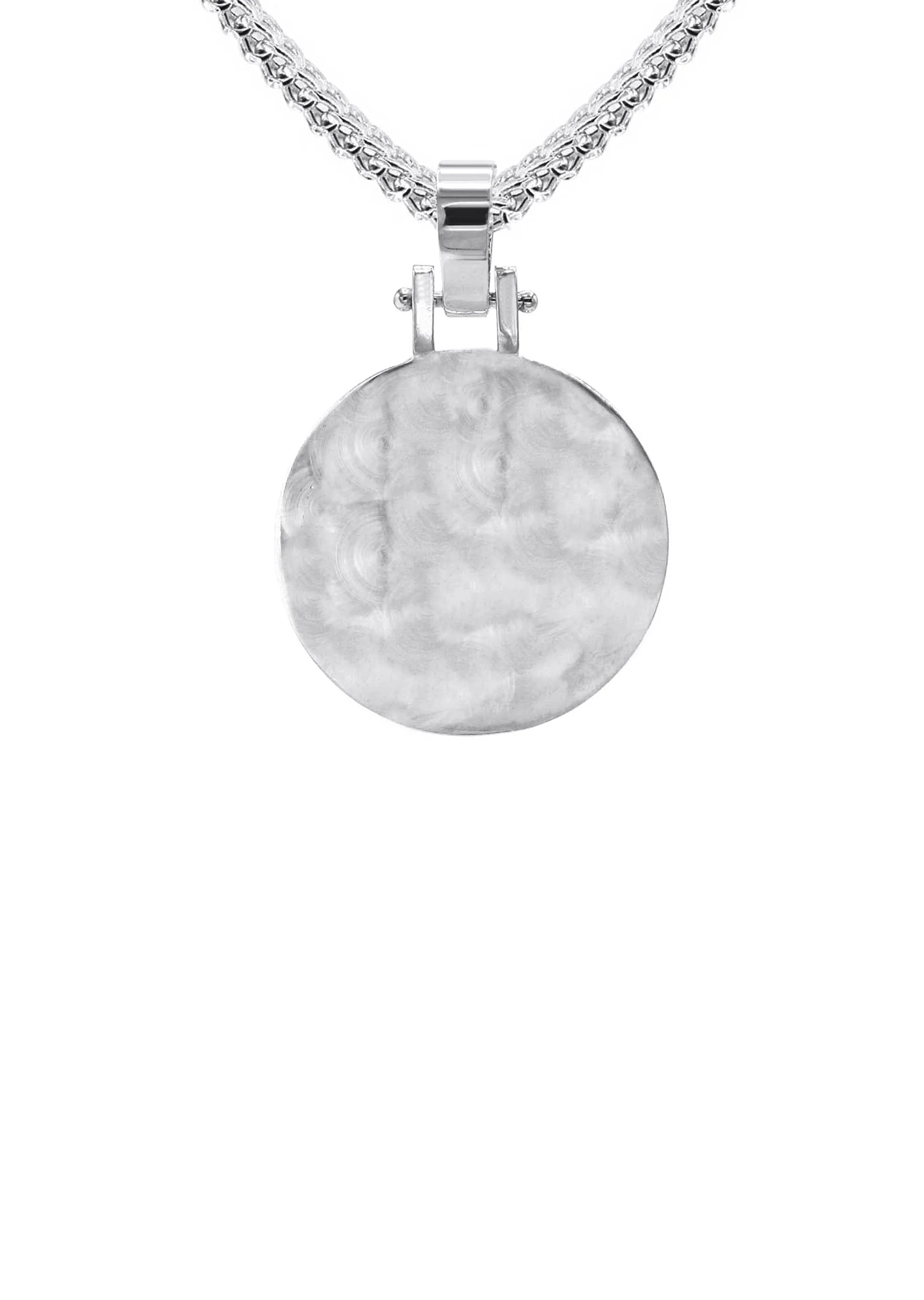10K/14K White Gold Small Round Picture Pendant Necklace - Image 3