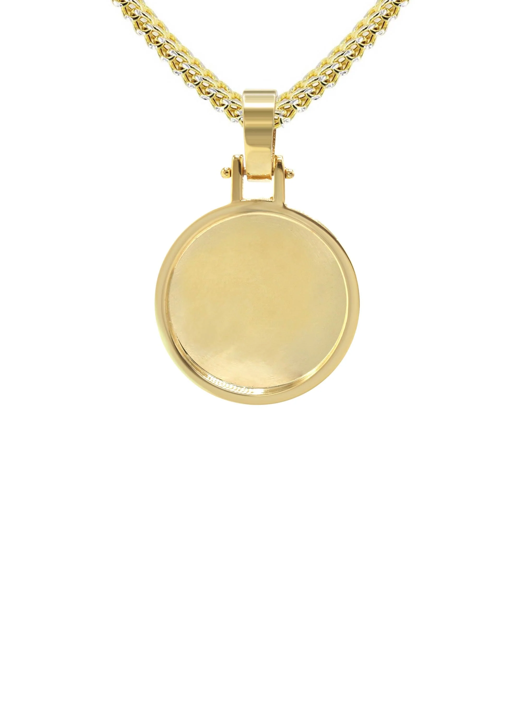 10K/14K Yellow Gold Small Round Picture Pendant Necklace - Image 2