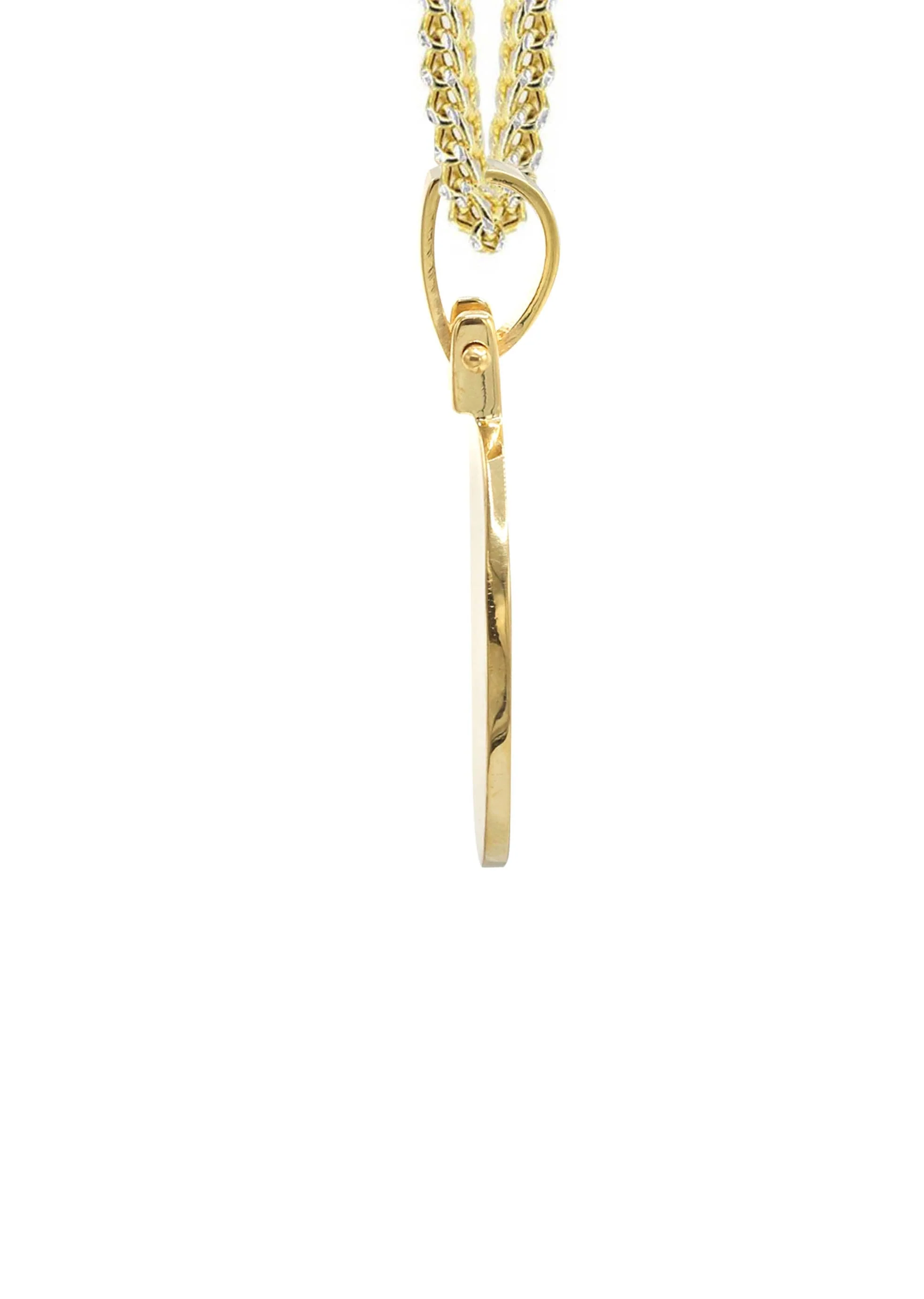 10K/14K Yellow Gold Small Round Picture Pendant Necklace - Image 4