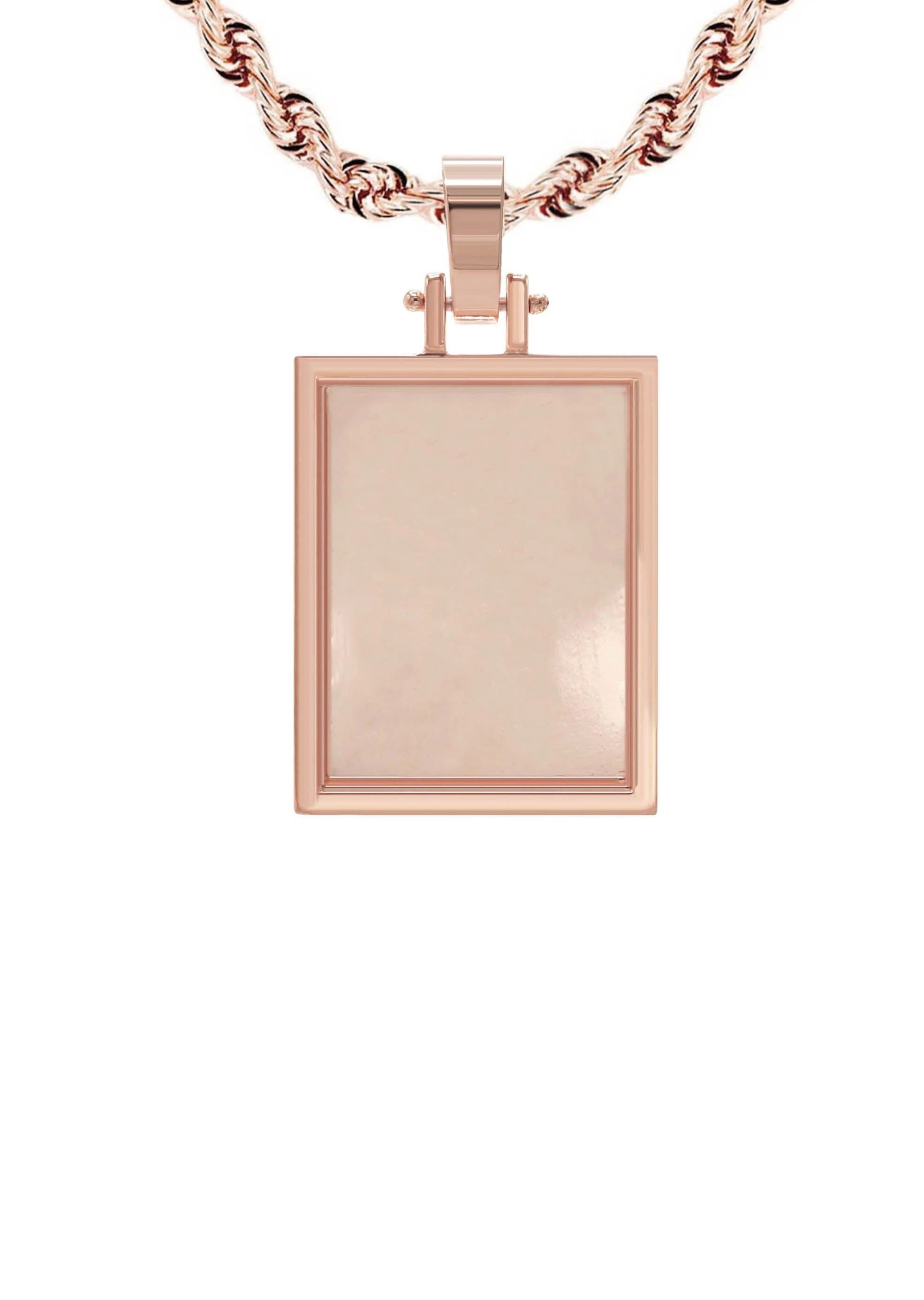 10K/14K Rose Gold Small Rectangle Picture Pendant Necklace - Image 2