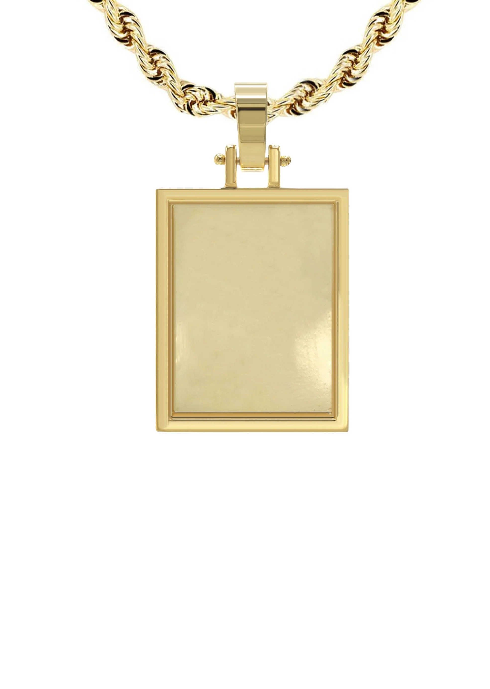 10K/14K Yellow Gold Small Rectangle Picture Pendant Necklace - Image 2