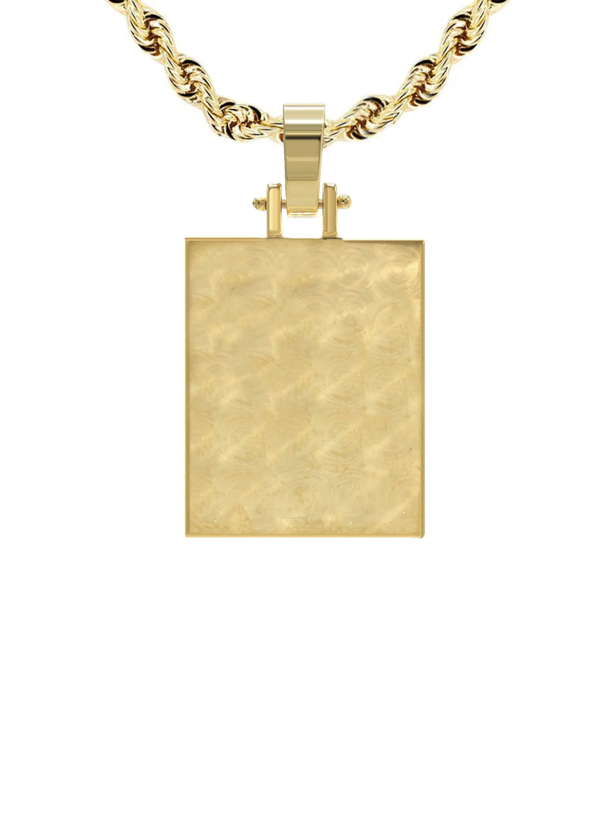 10K/14K Yellow Gold Small Rectangle Picture Pendant Necklace - Image 3