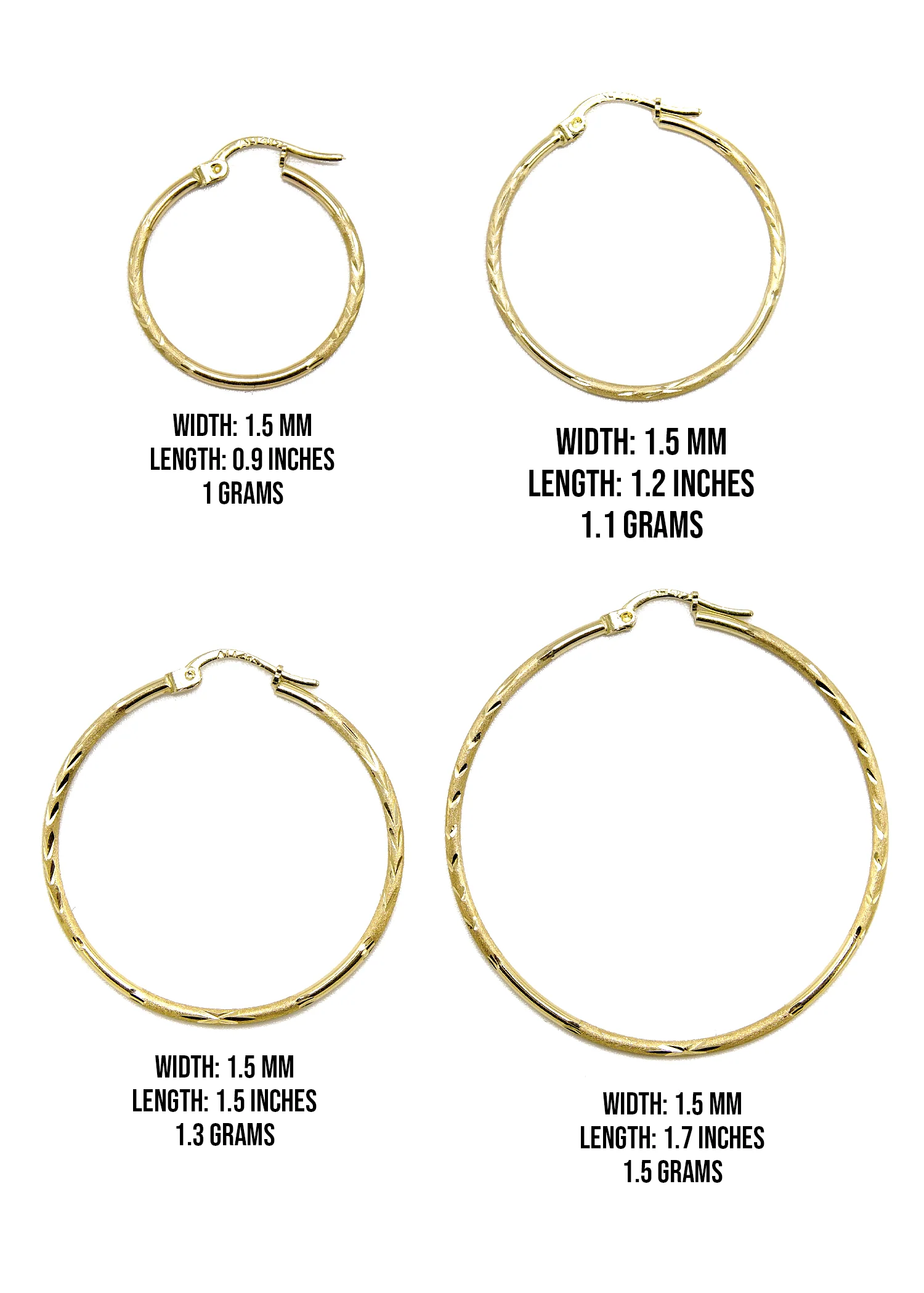 10K Womens Gold Hoop Earrings | Customizable Size - Image 3