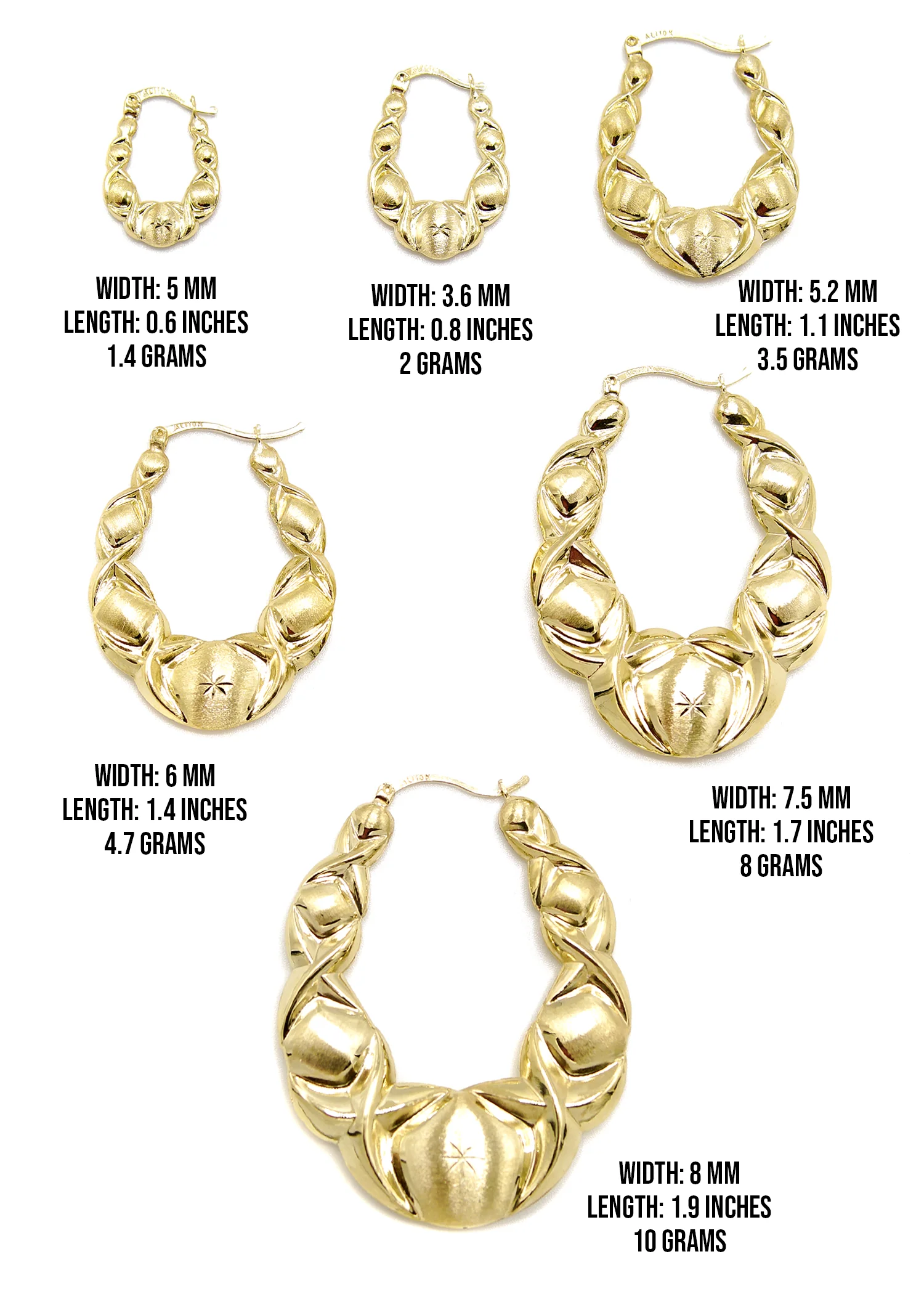 10K Womens Gold Hoop Earrings | Customizable Size - Image 3