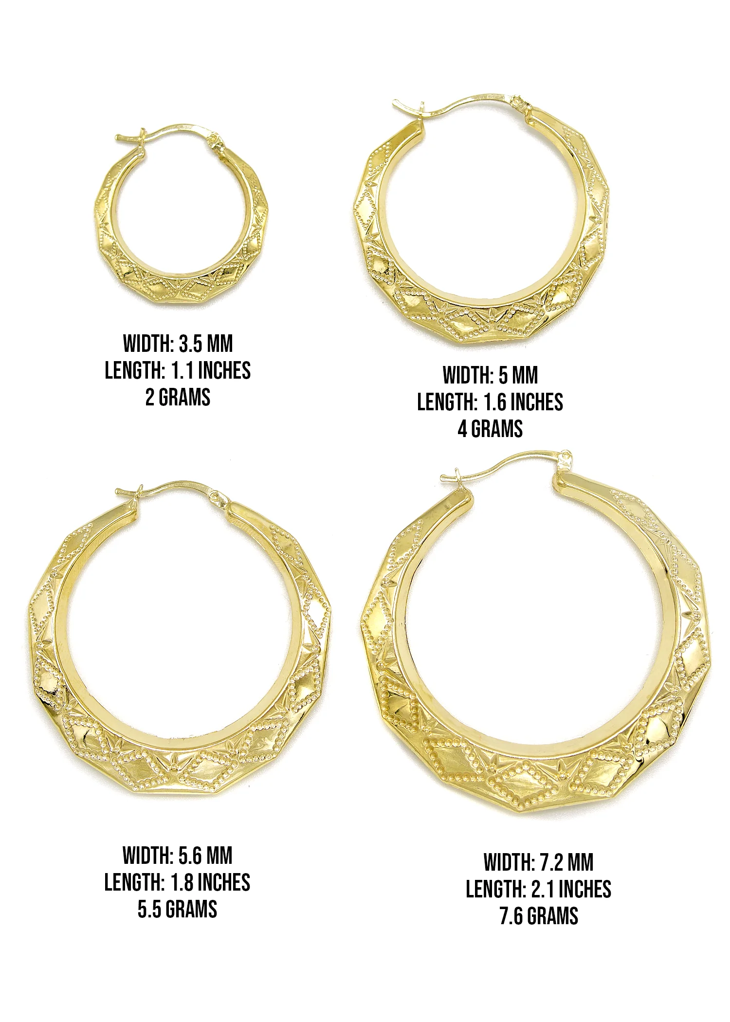 10K Womens Gold Hoop Earrings | Customizable Size - Image 3