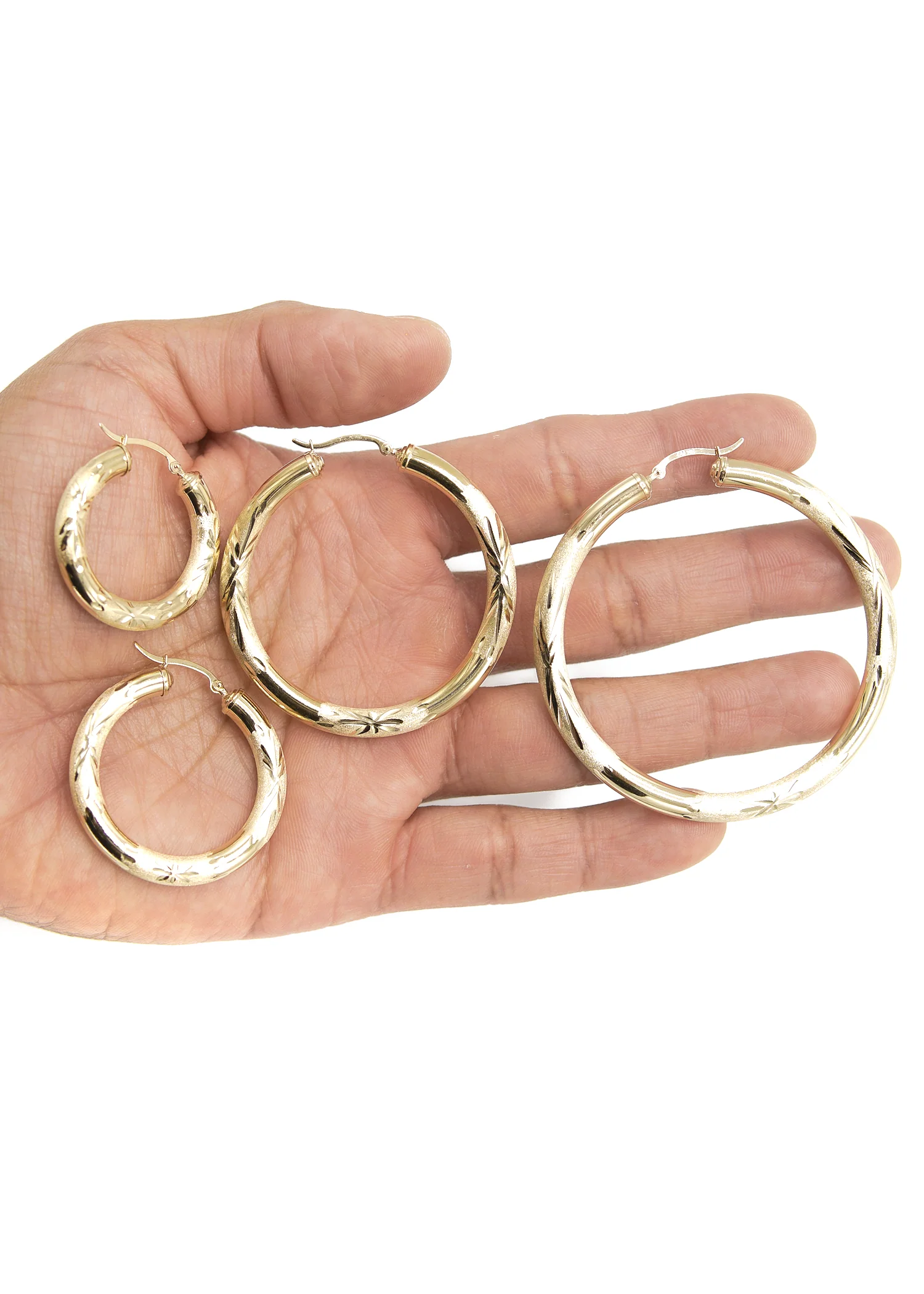 10K Womens Gold Hoop Earrings | Customizable Size - Image 2