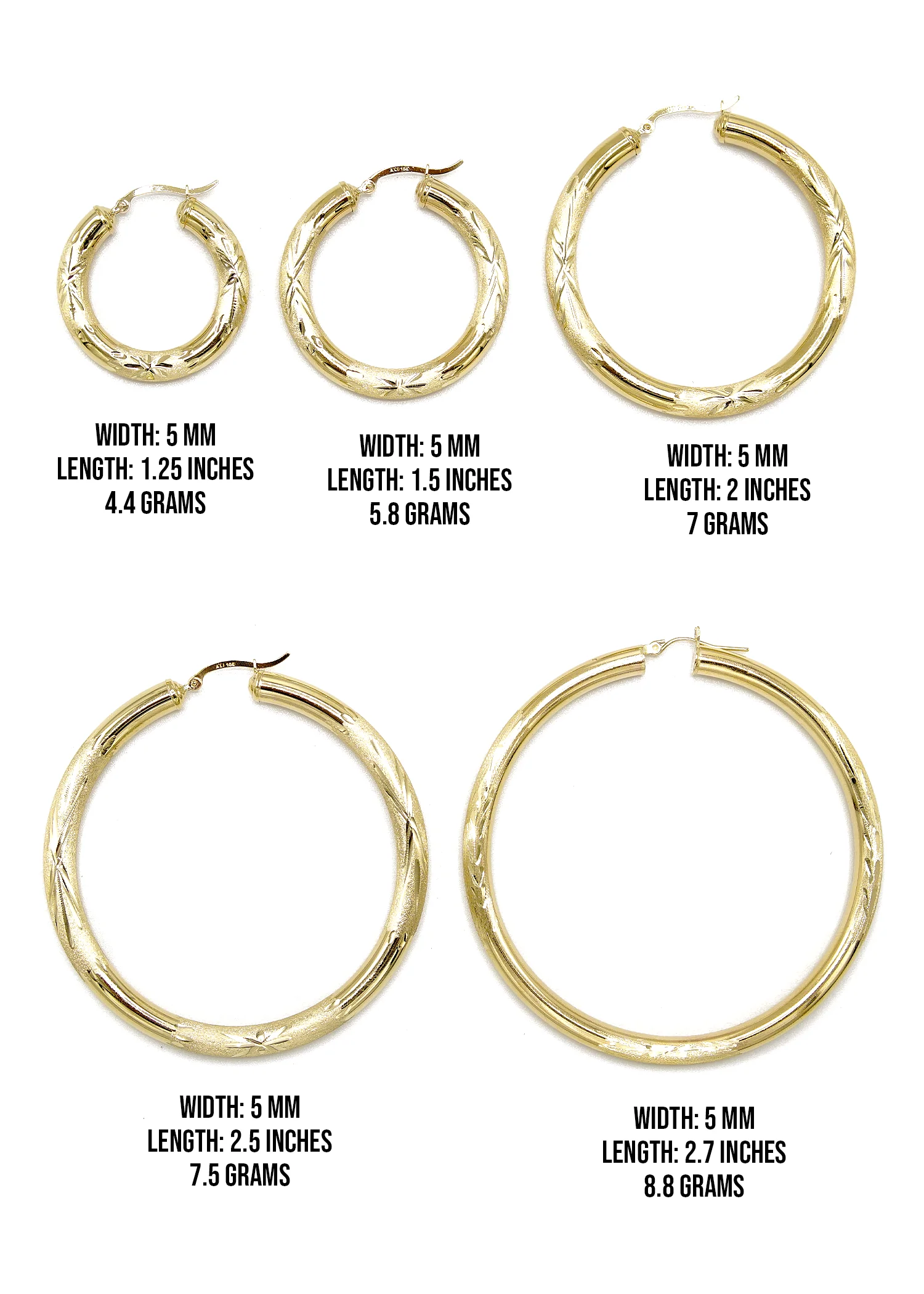 10K Womens Gold Hoop Earrings | Customizable Size - Image 3