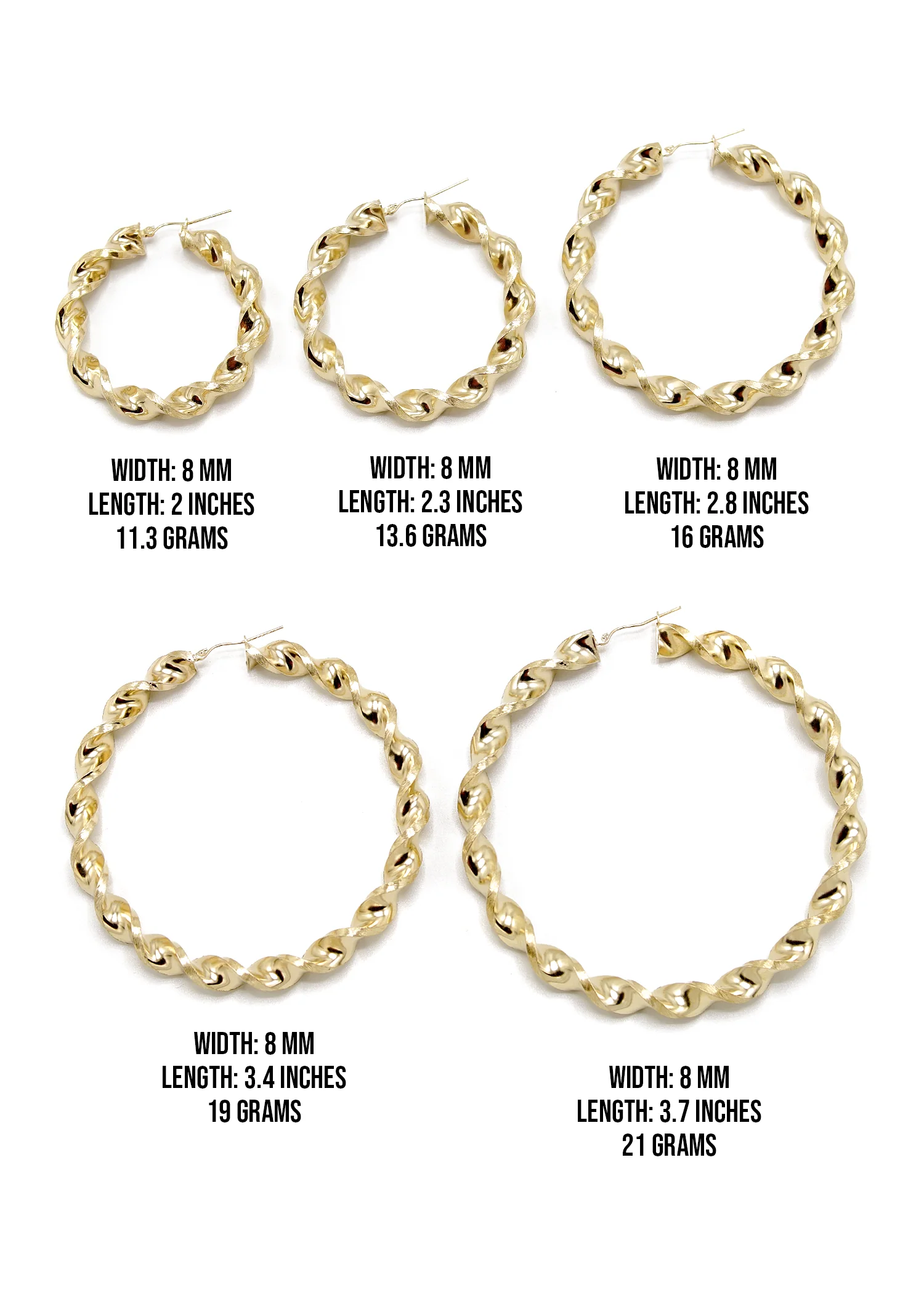 10K Womens Gold Hoop Earrings | Customizable Size - Image 3