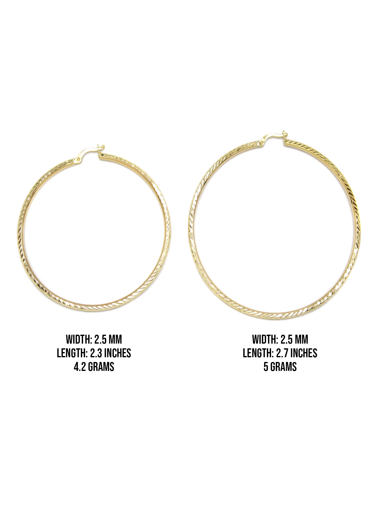 10K Womens Gold Hoop Earrings | Customizable Size - Image 3