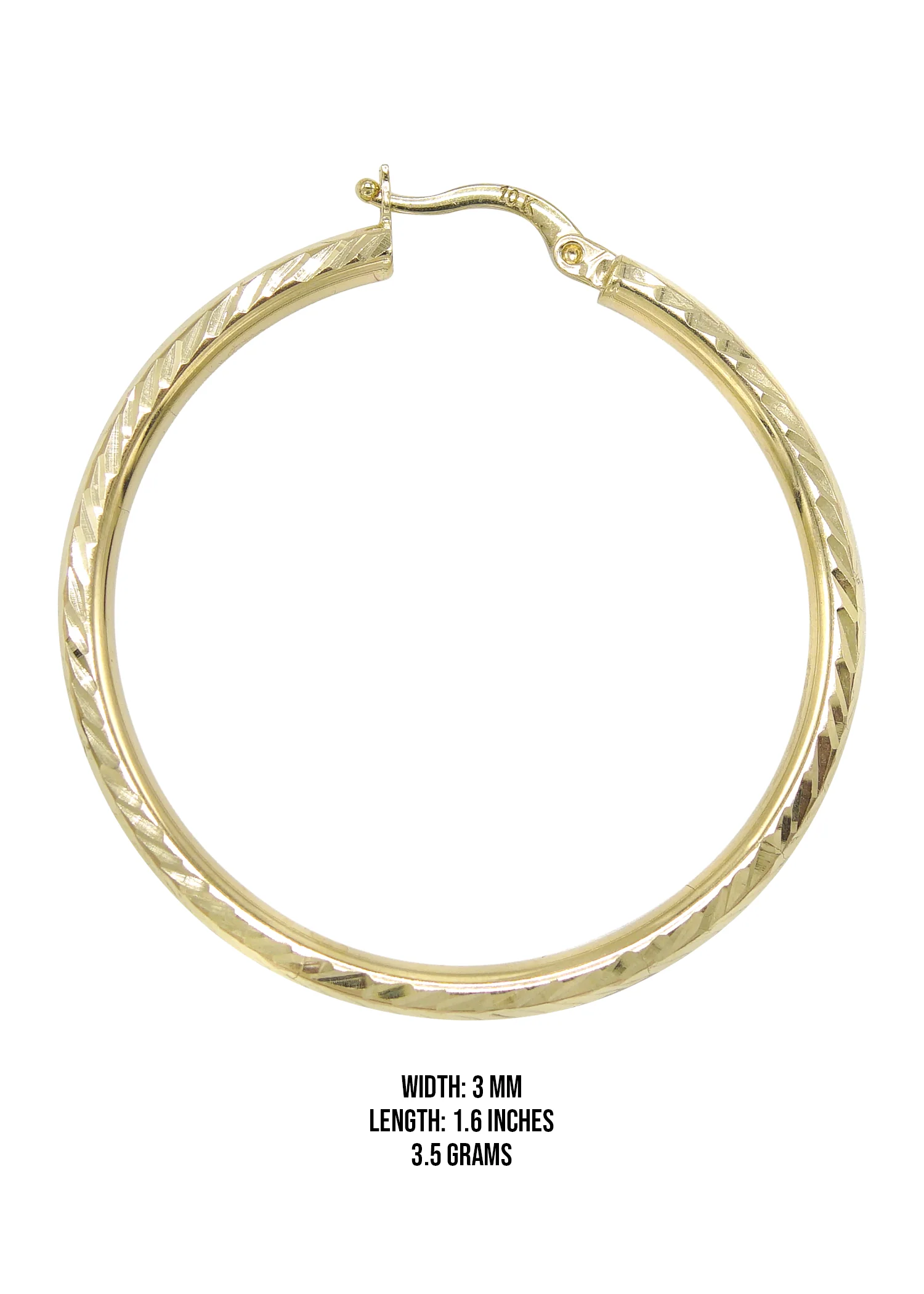 10K Womens Gold Hoop Earrings | Customizable Size - Image 3