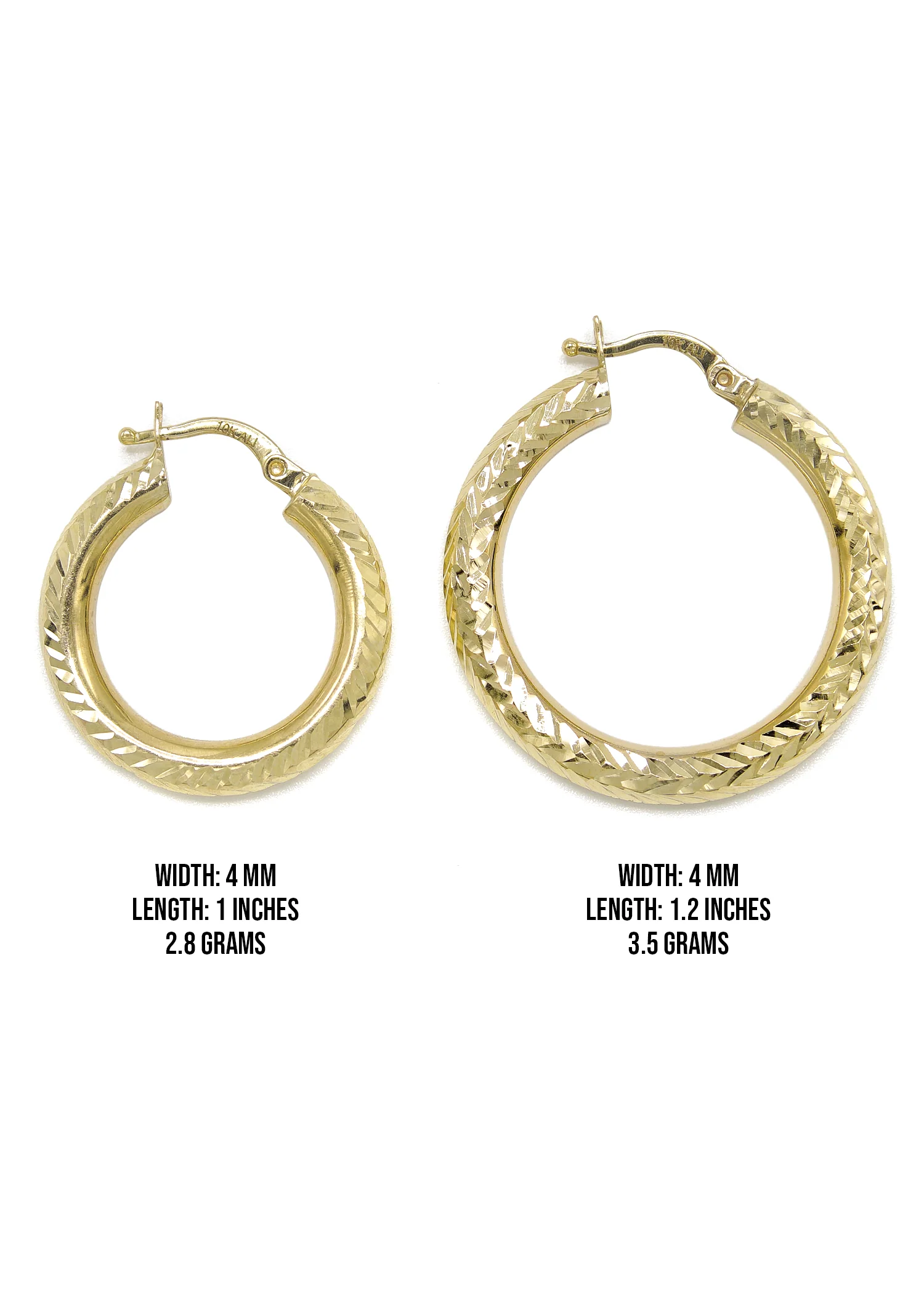 10K Womens Gold Hoop Earrings | Customizable Size - Image 3