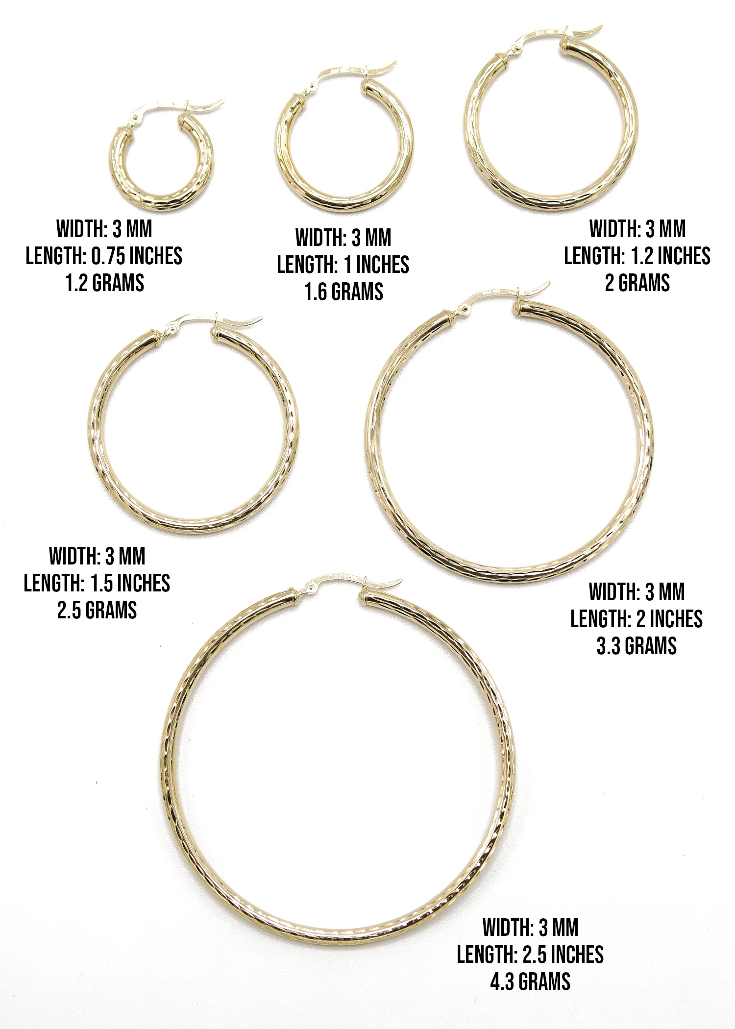 10K Womens Gold Hoop Earrings | Customizable Size - Image 3