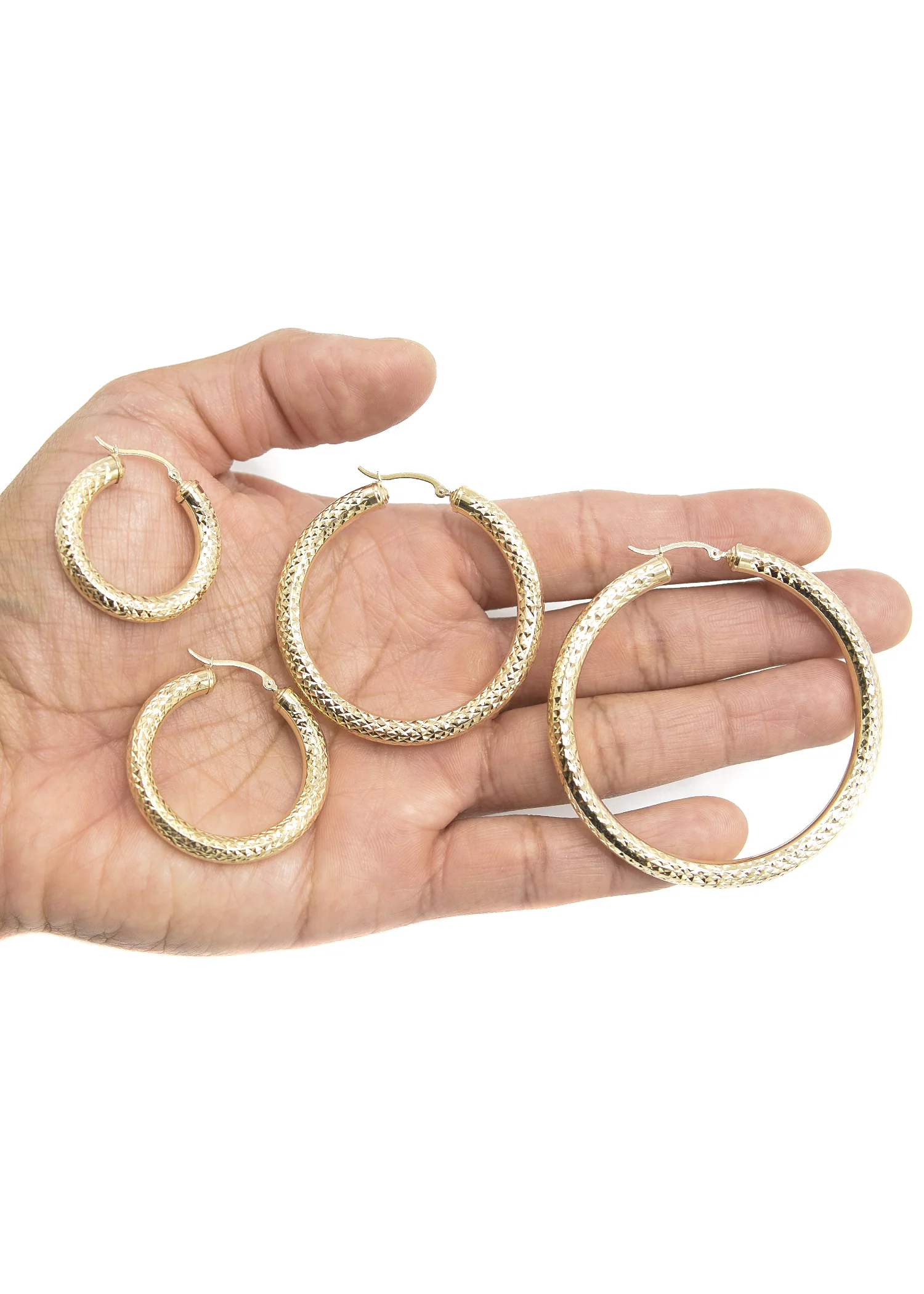10K Womens Gold Hoop Earrings | Customizable Size - Image 2