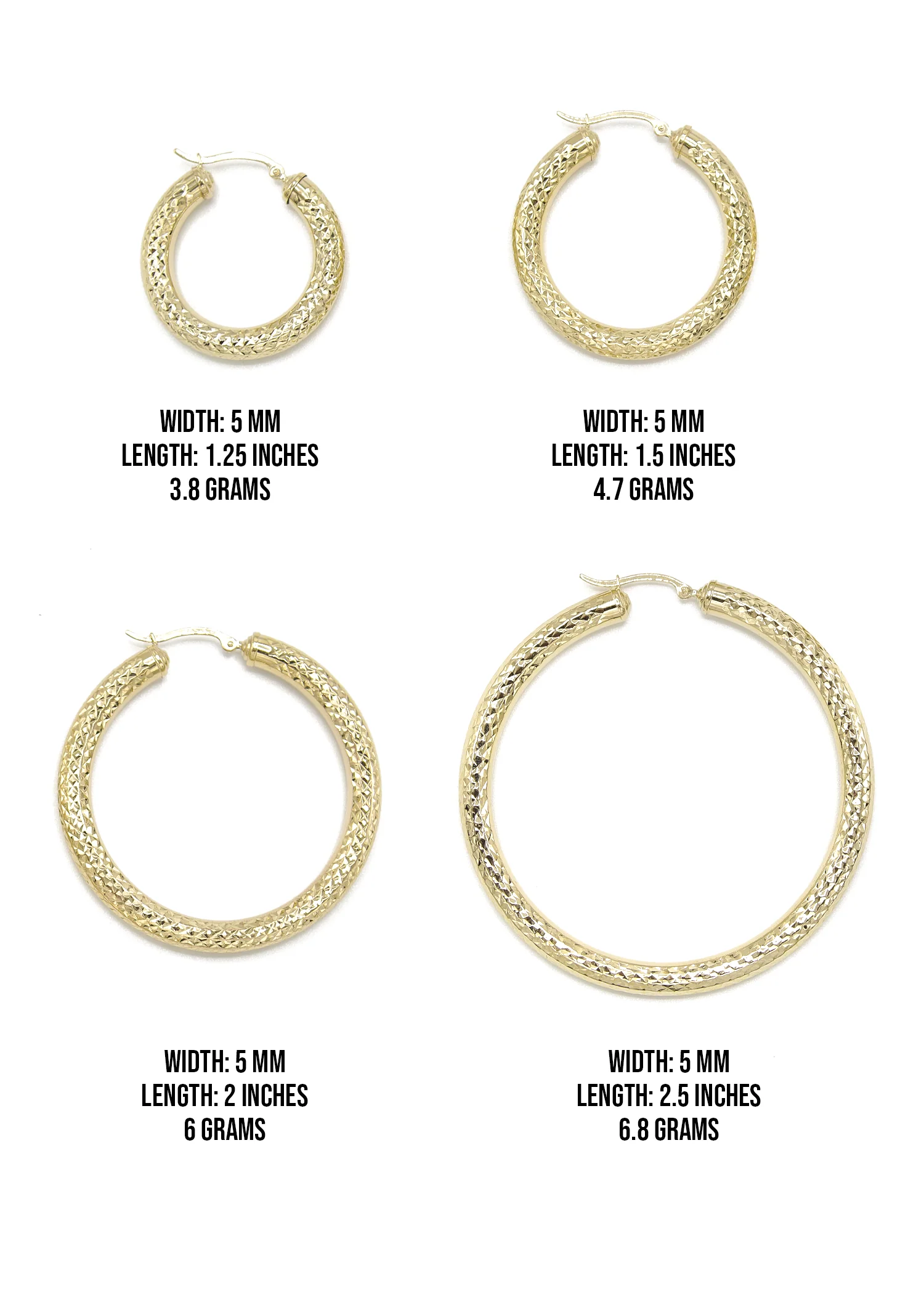 10K Womens Gold Hoop Earrings | Customizable Size - Image 3