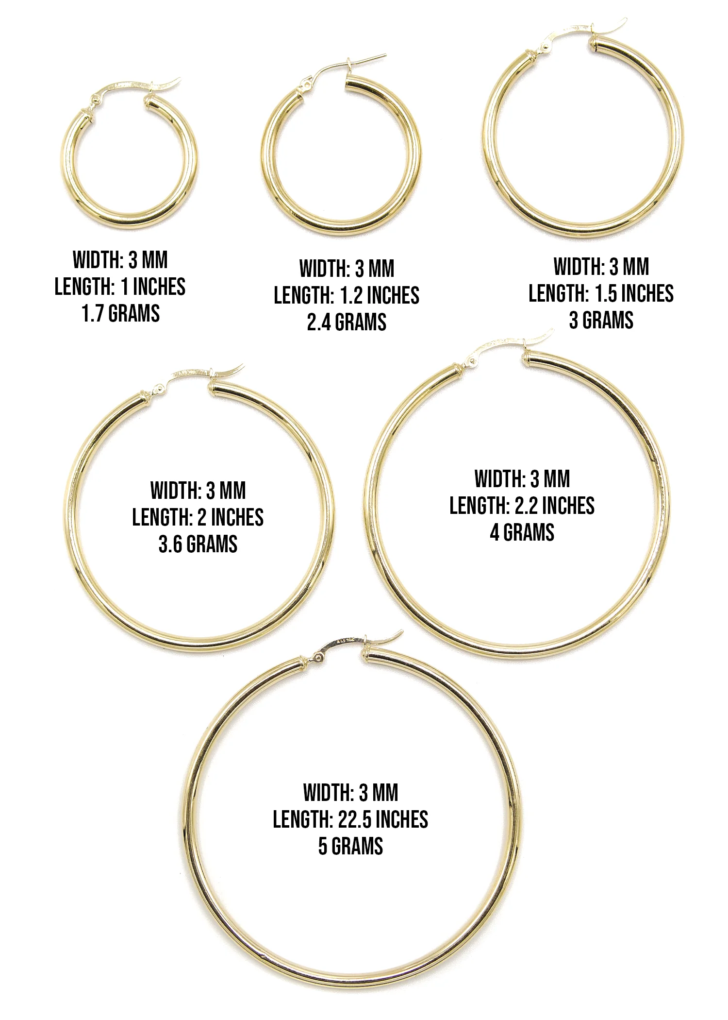 10K Womens Gold Hoop Earrings | Customizable Size - Image 3