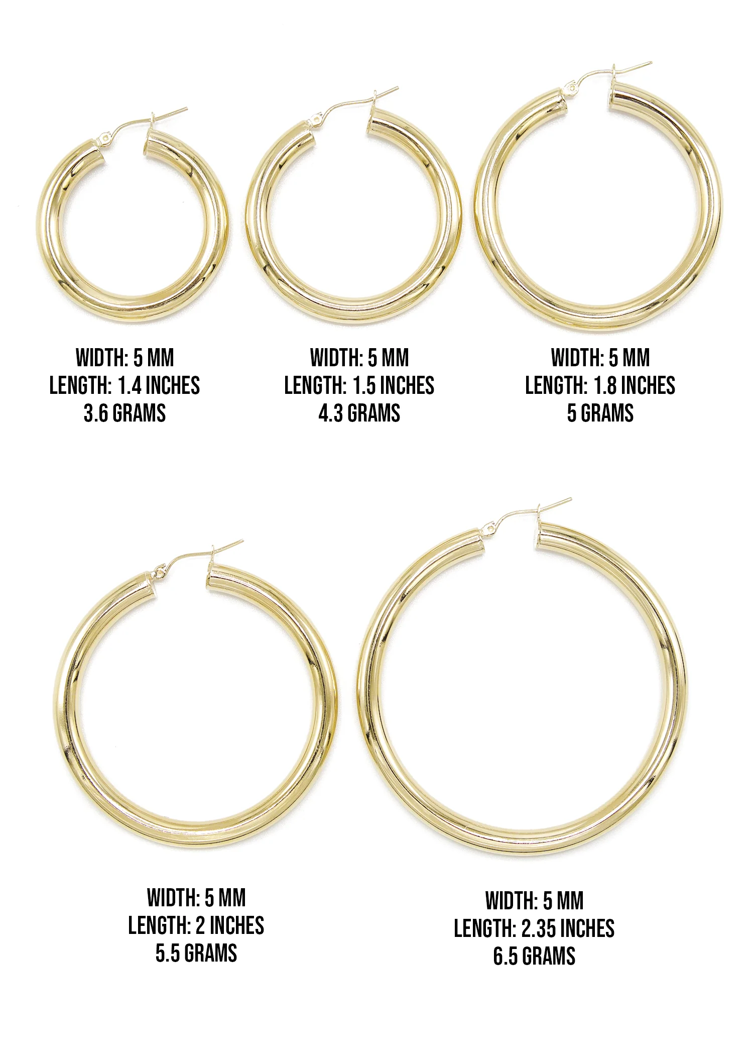 10K Womens Gold Hoop Earrings | Customizable Size - Image 3