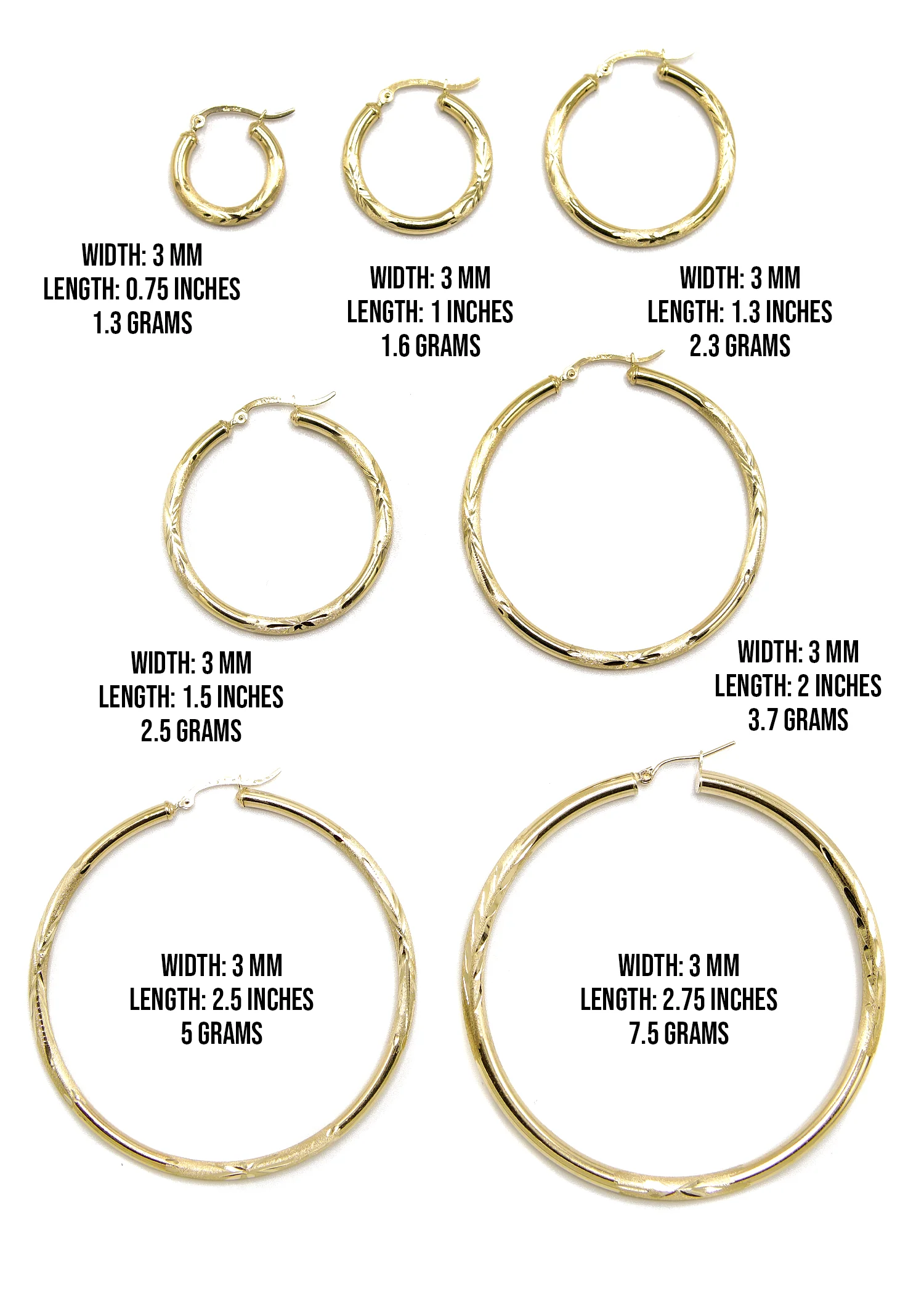 10K Womens Gold Hoop Earrings | Customizable Size - Image 3