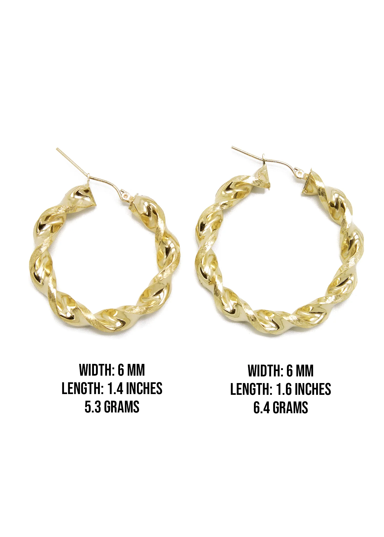 10K Womens Gold Hoop Earrings | Customizable Size - Image 3