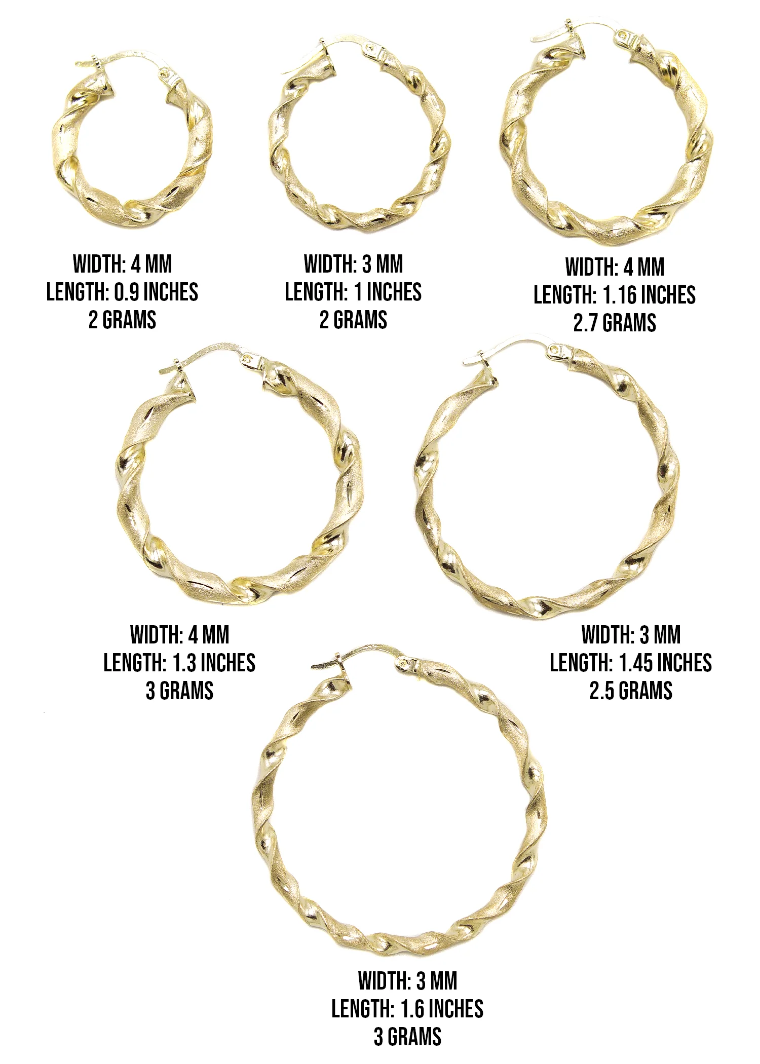 10K Womens Gold Hoop Earrings | Customizable Size - Image 3