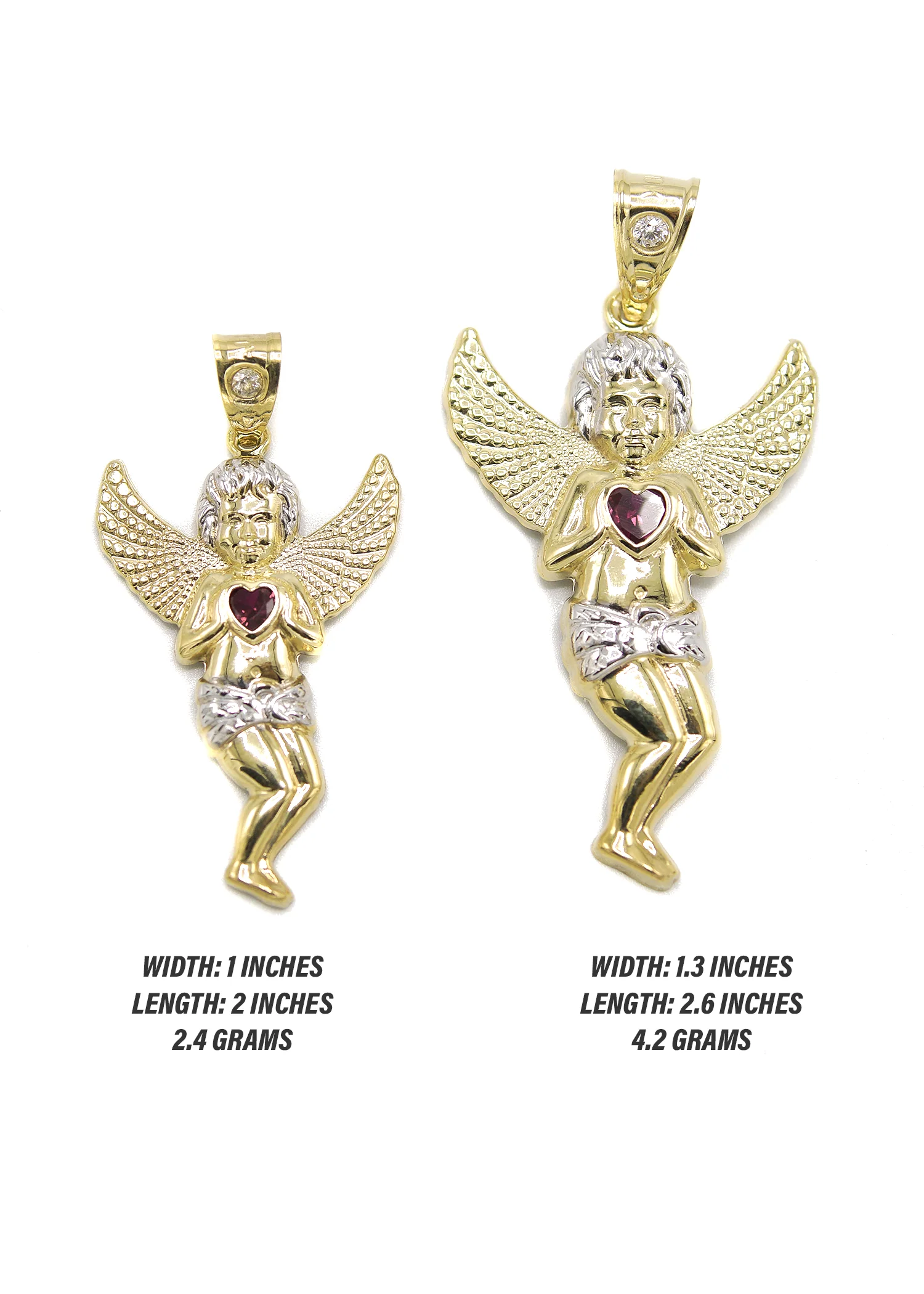 10K Gold Angel Pendant | Customizable Size - Image 2
