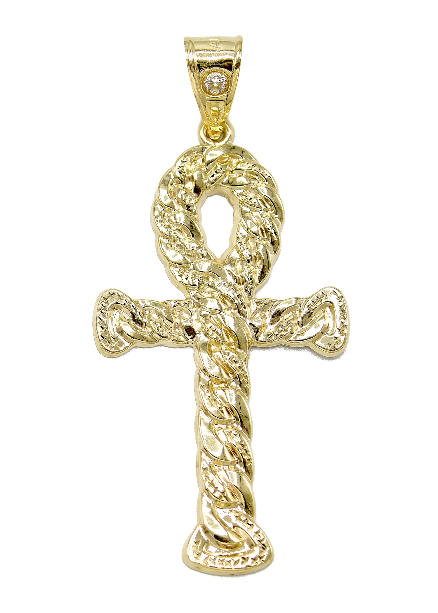 10K Yellow Gold Ankh Pendant | Customizable Size
