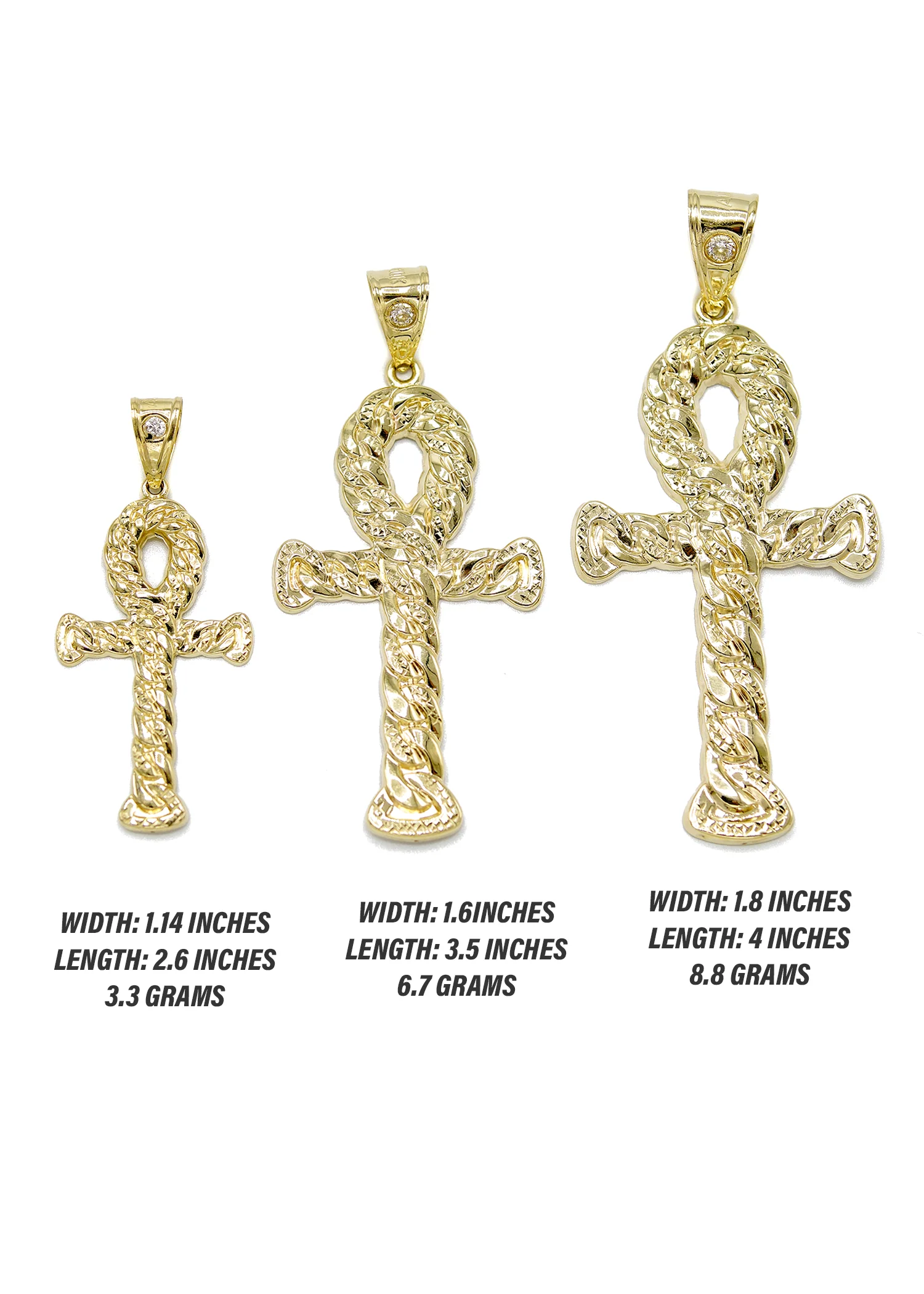 10K Yellow Gold Ankh Pendant | Customizable Size - Image 2