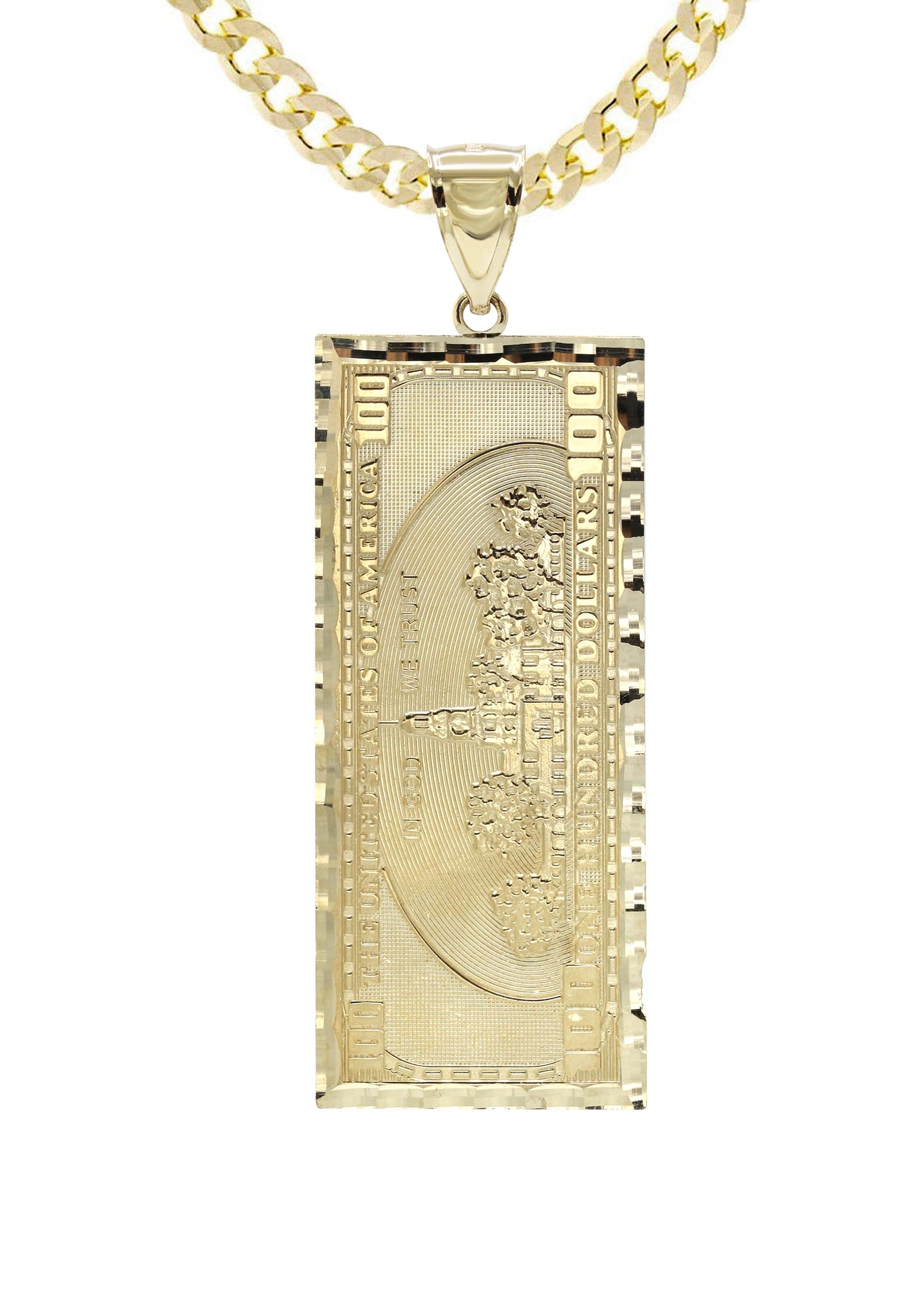 10K Yellow Gold100 Dollar Bill Necklace | Appx. 16.9 Grams - Image 3
