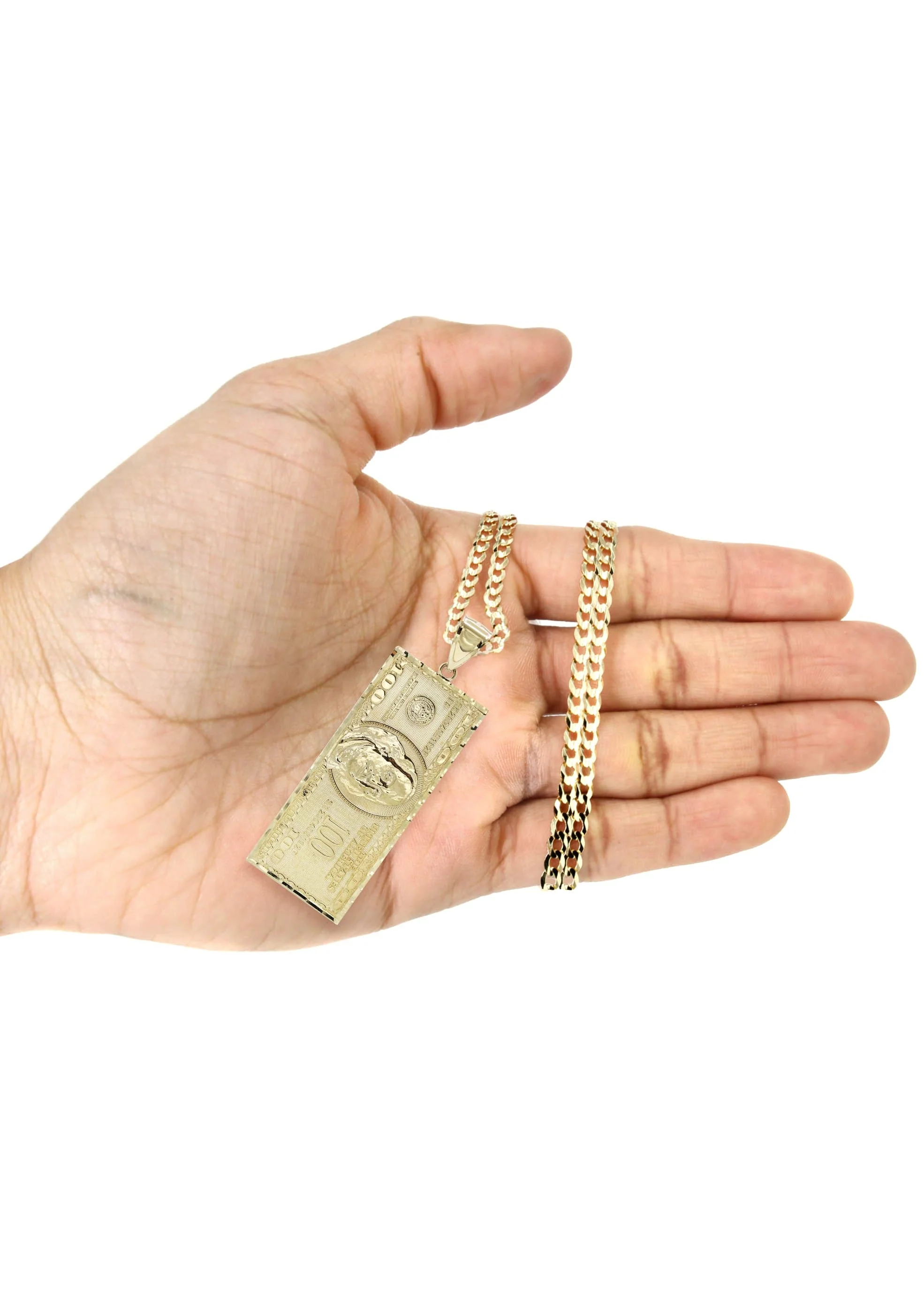 10K Yellow Gold100 Dollar Bill Necklace | Appx. 16.9 Grams - Image 5