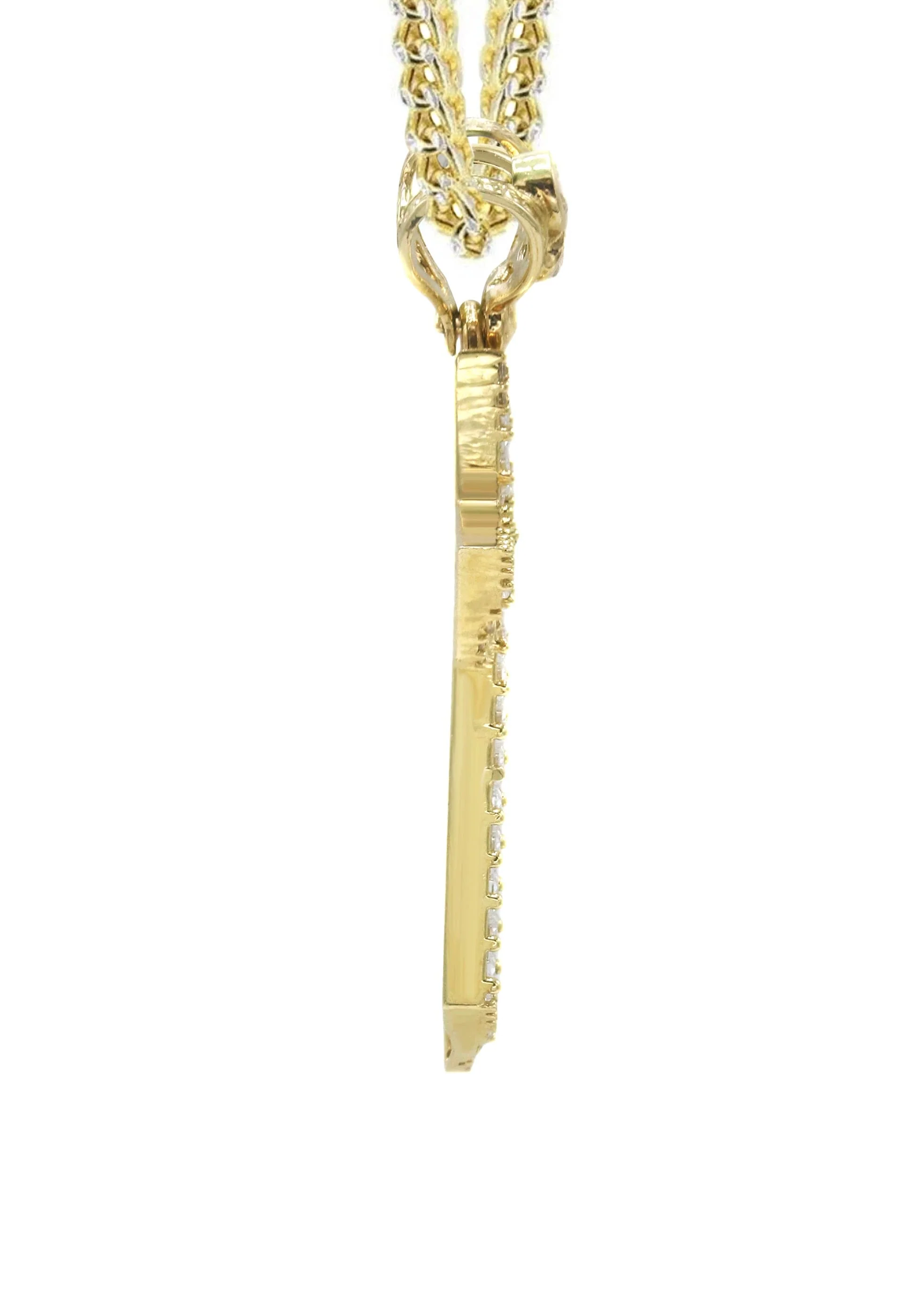 10K Yellow Gold  Baguette Cross Necklace | Appx. 15 Grams - Image 4