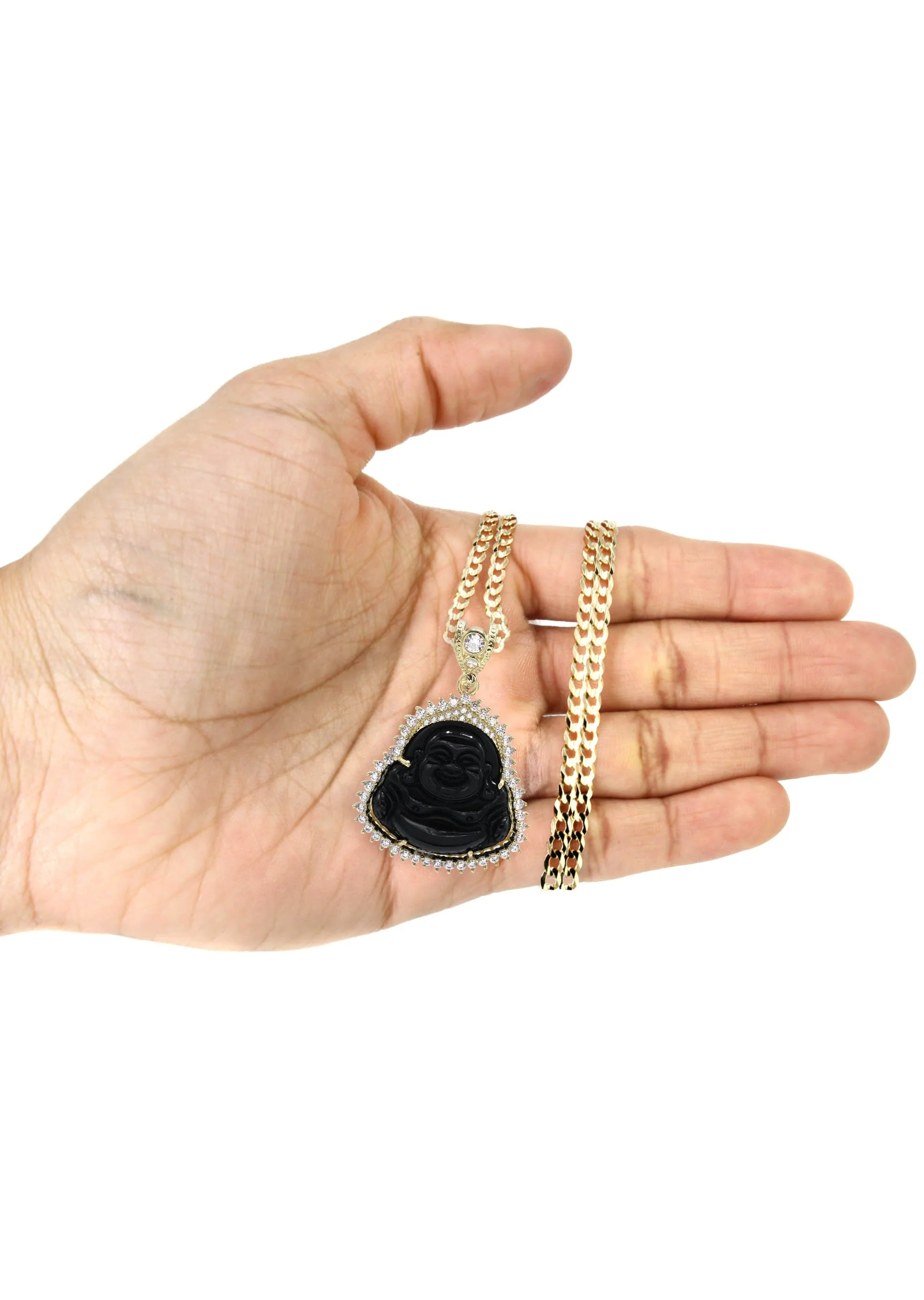 10K Yellow Gold Black Buddha Necklace | Appx. 23.9 Grams - Image 5
